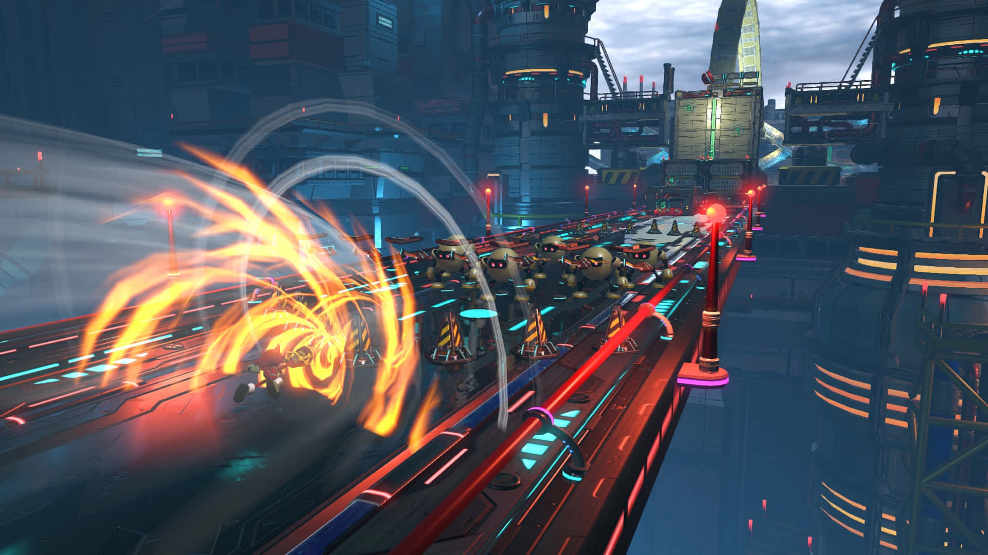 Sonic, chemical plant, futuristic cityscape, Full HD Desktop Wallpaper