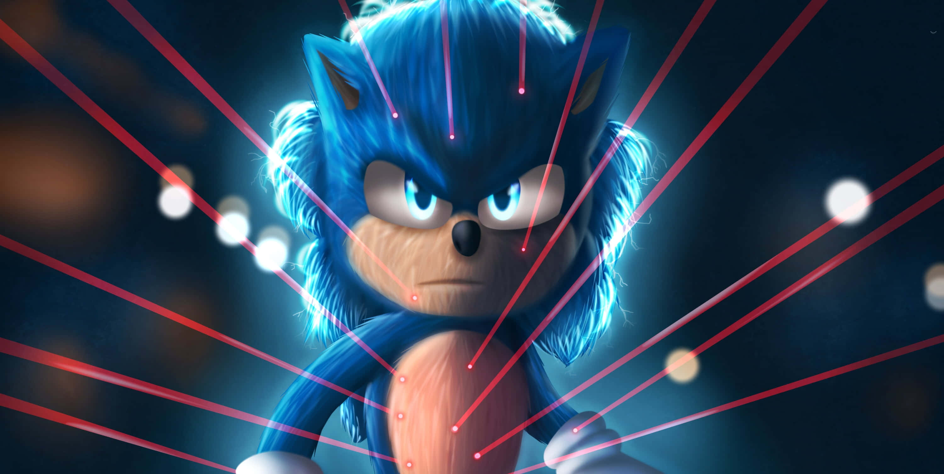 Sonic, blue hedgehog, glowing eyes, 2K Desktop Wallpaper