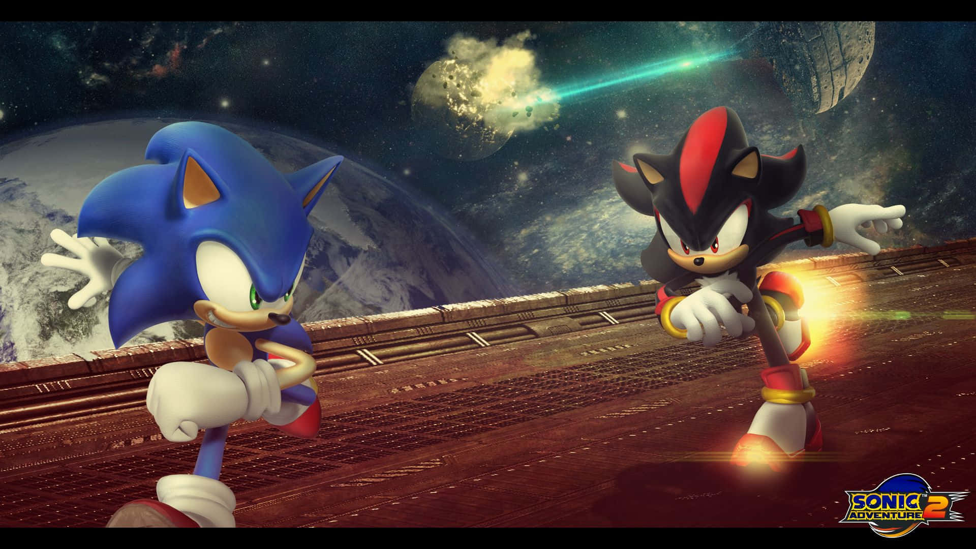 Sonic, Shadow, cosmic train track, Full HD Desktop Wallpaper