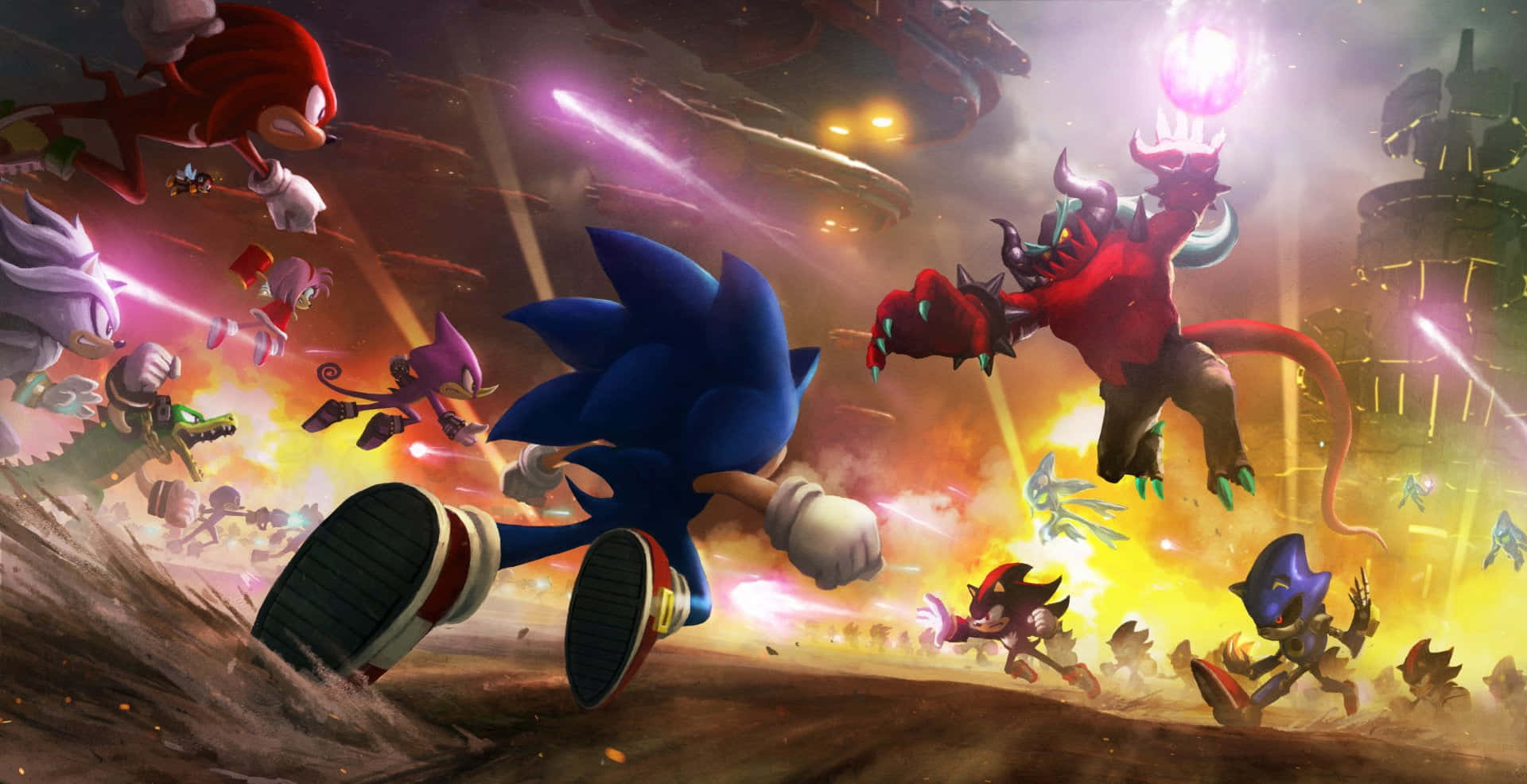 Sonic City Escape, Sonic, red demon boss, Full HD Desktop Wallpaper