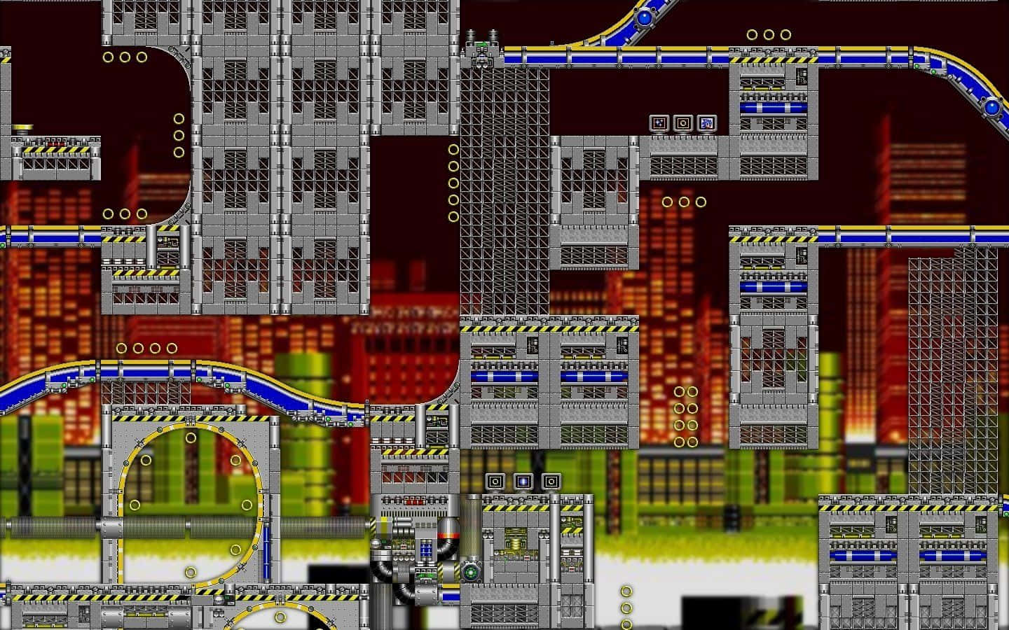 Sonic City Escape, pixel-art, industrial factory, HD Desktop Wallpaper