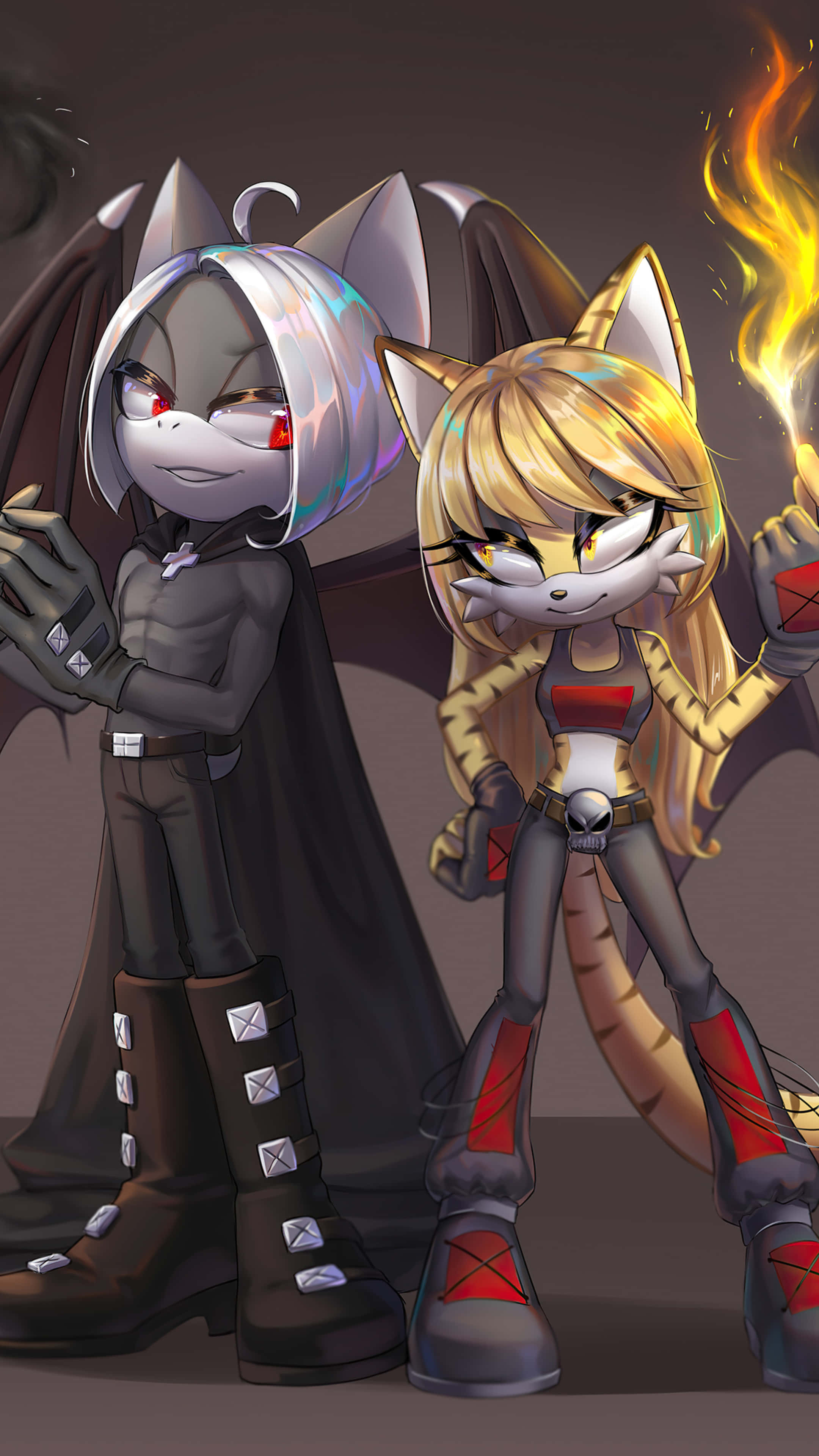 Sonic Characters, anime-style, bat-winged characters, 4K Phone Wallpaper