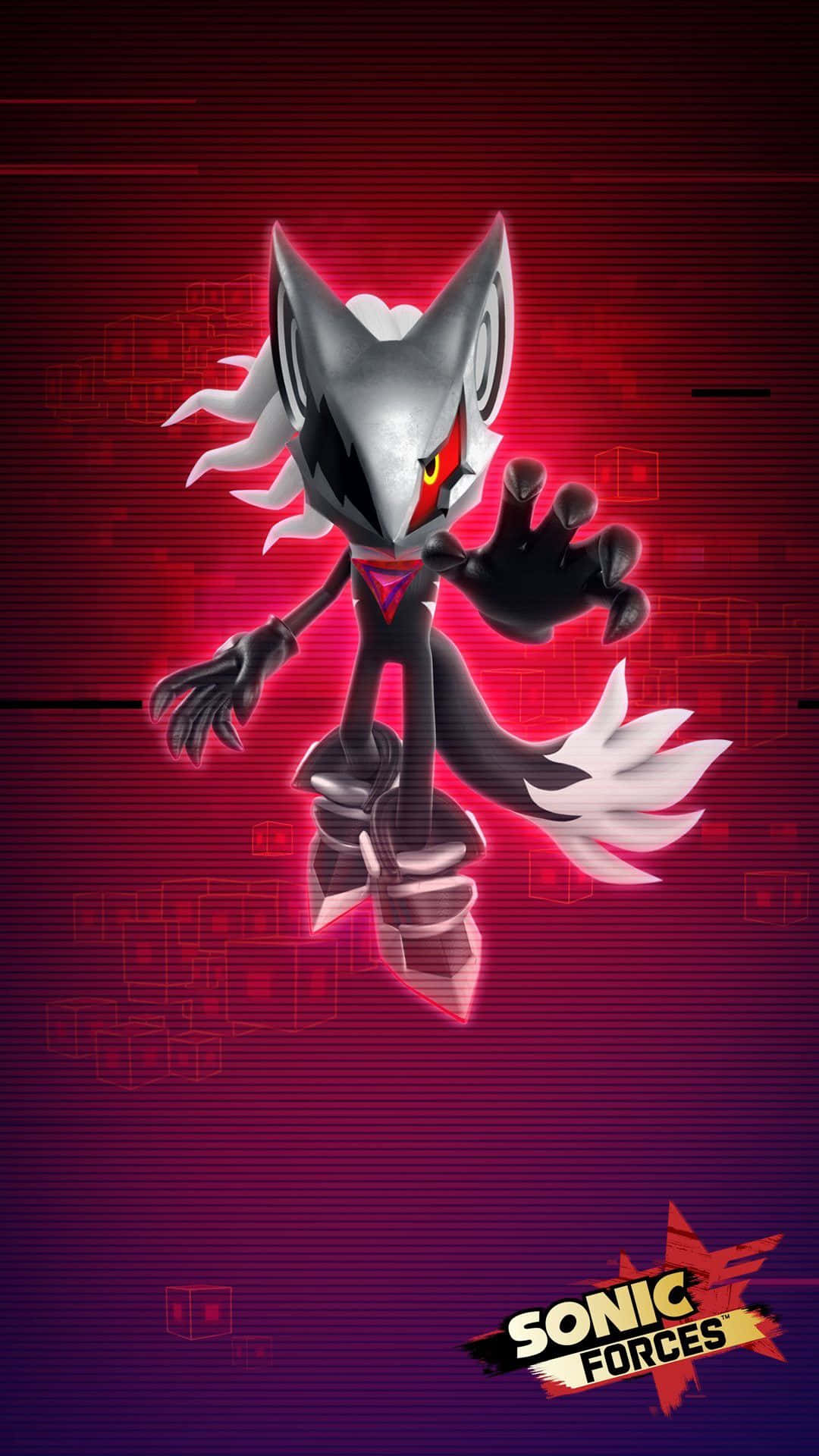 Sonic Forces Speed Battle, silver and black hedgehog, glowing red eyes, Full HD Phone Wallpaper