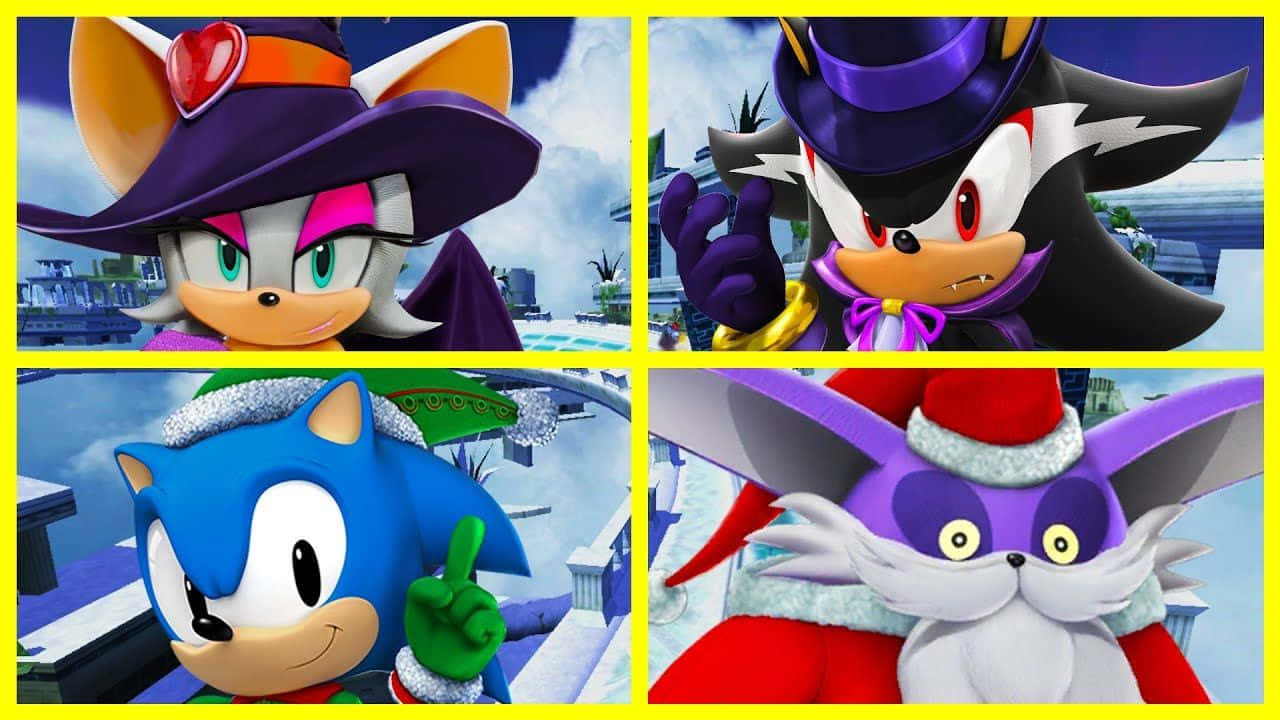 Sonic Forces Speed Battle, Sonic characters, holiday-themed outfits, HD Desktop Wallpaper