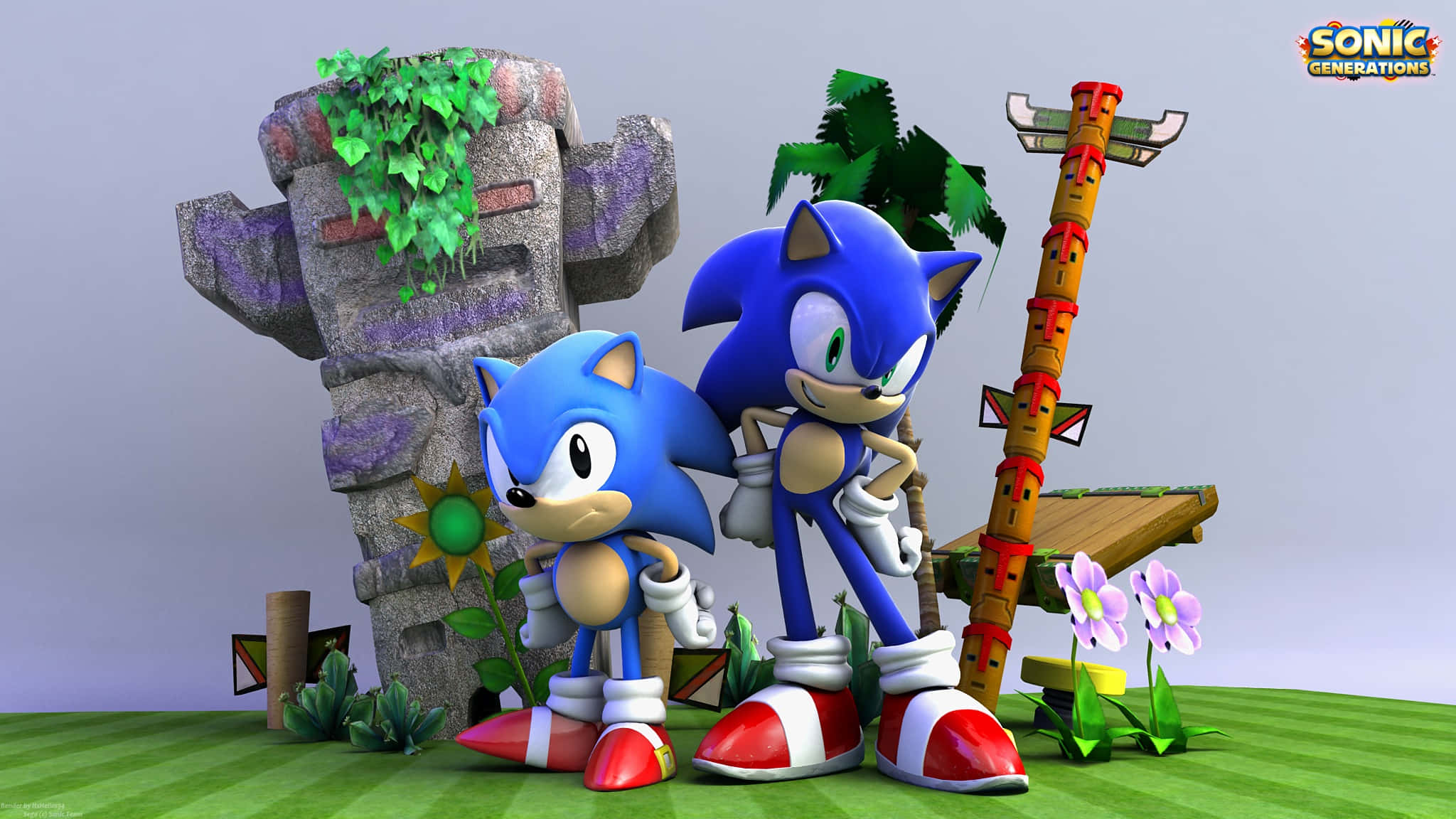 Sonic Generations, blue hedgehogs, ancient stone ruins, Full HD Desktop Wallpaper