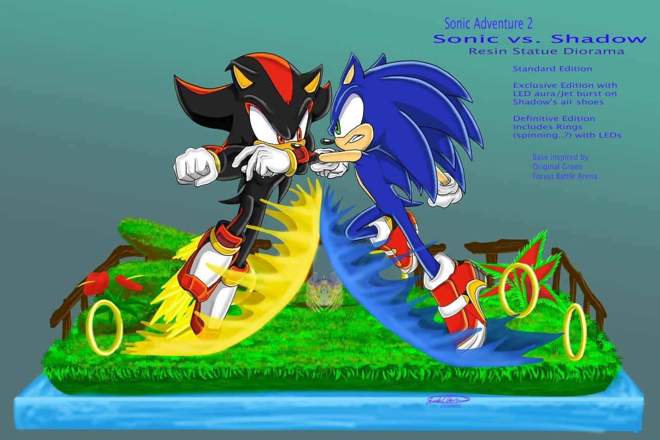 Sonic, Shadow, resin statue diorama, HD Desktop Wallpaper