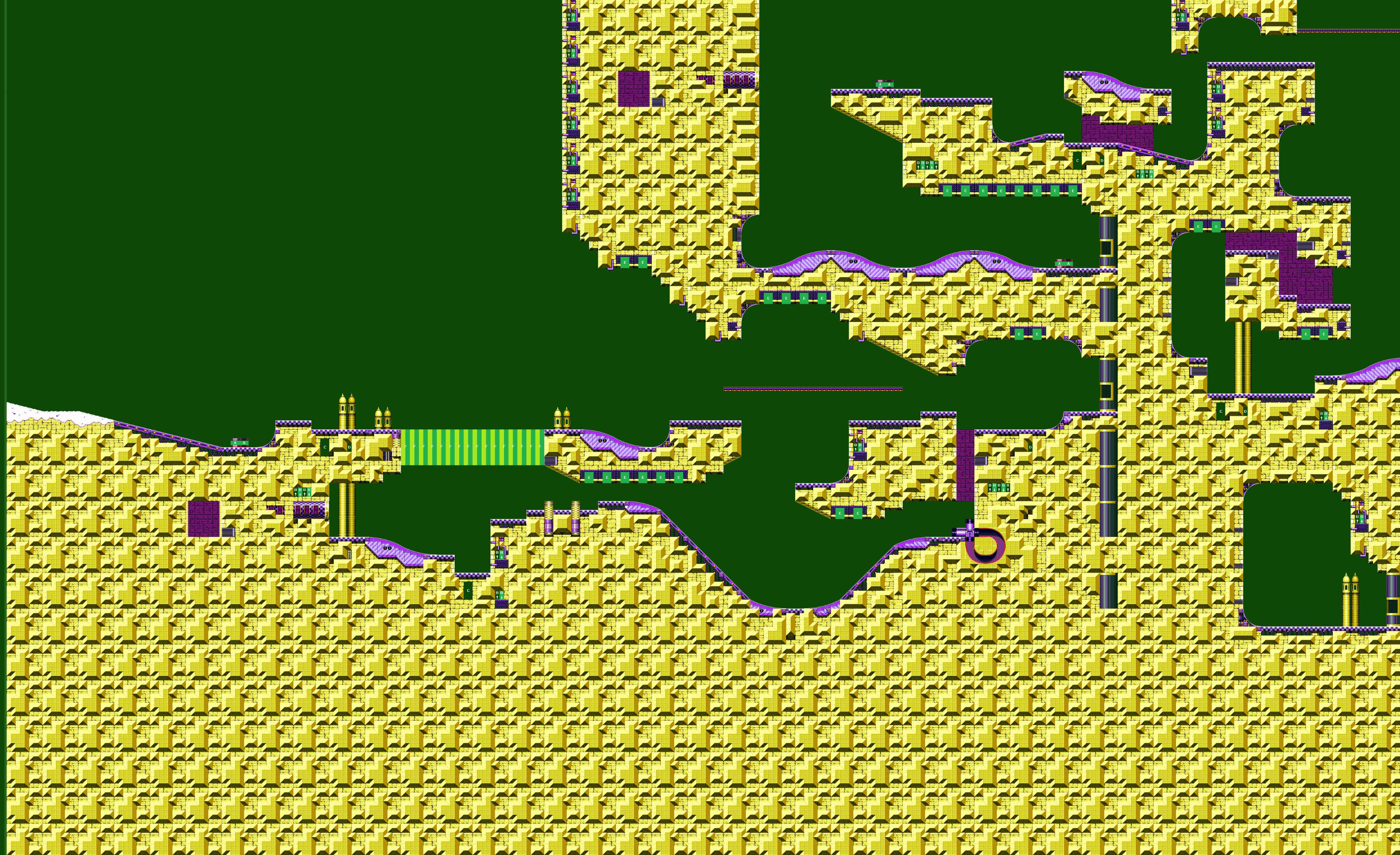 Sonic Launch Base Zone, pixelated retro game level, yellow textured platforms, 4K Desktop Wallpaper