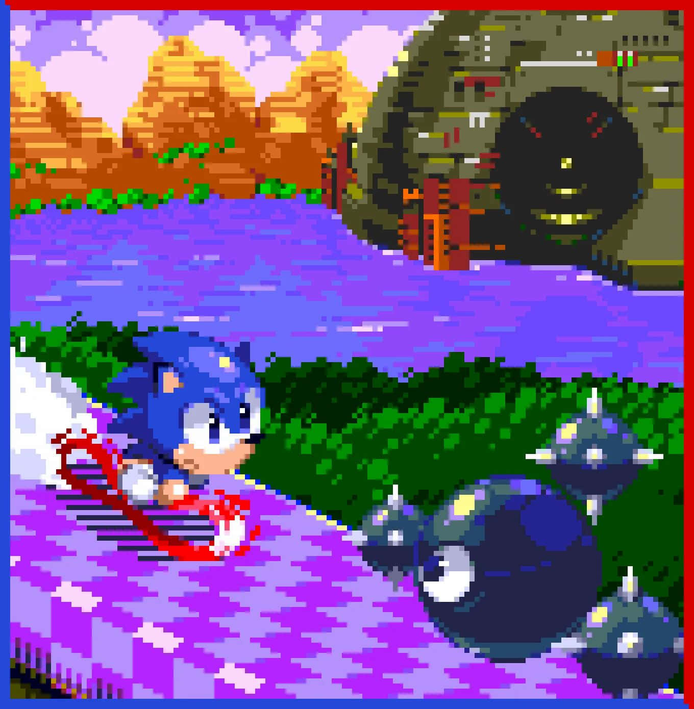 Sonic, Launch Base Zone, purple path, HD Phone Wallpaper