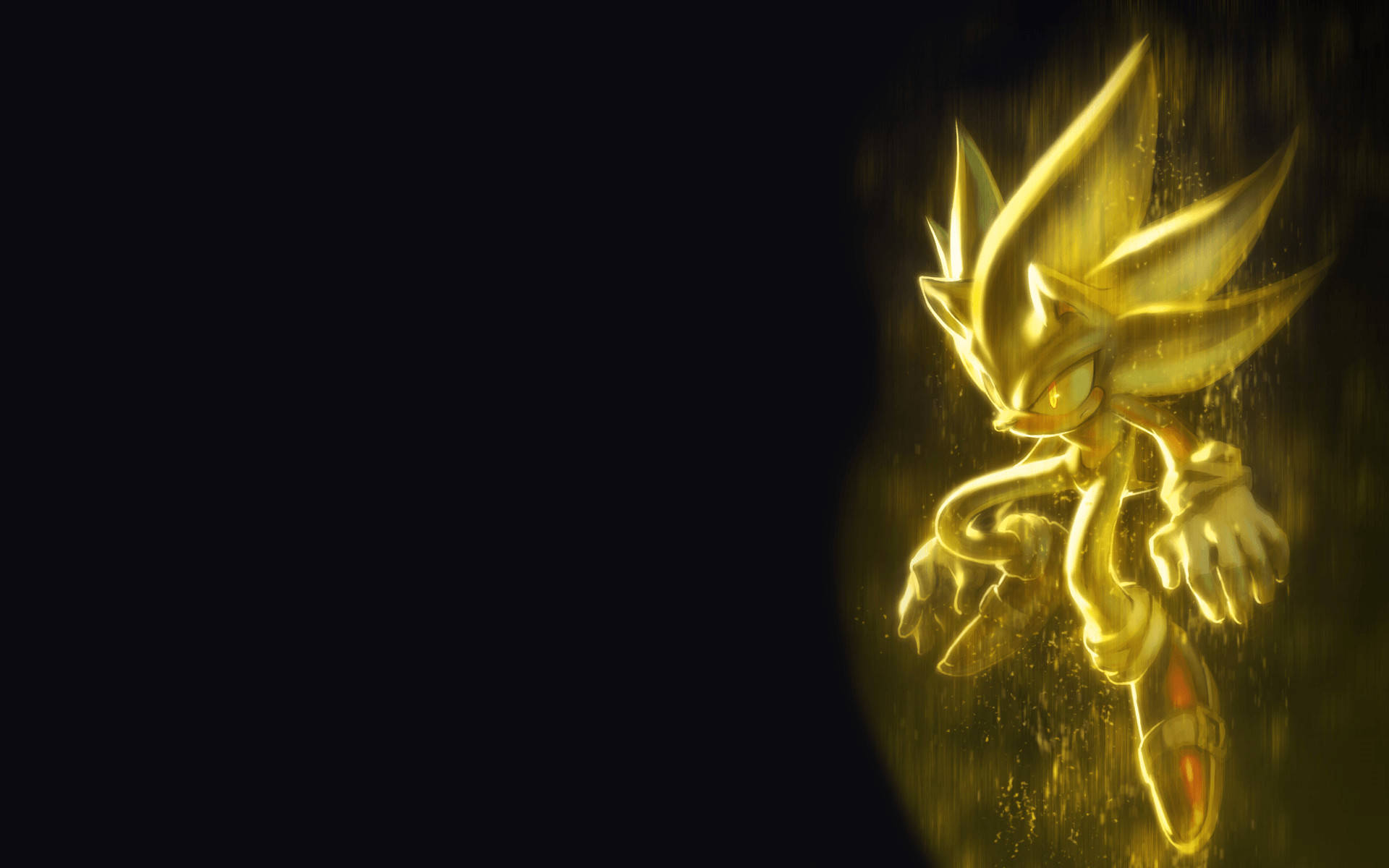 Golden Sonic, radiant golden hedgehog, dark background, Full HD Desktop Wallpaper