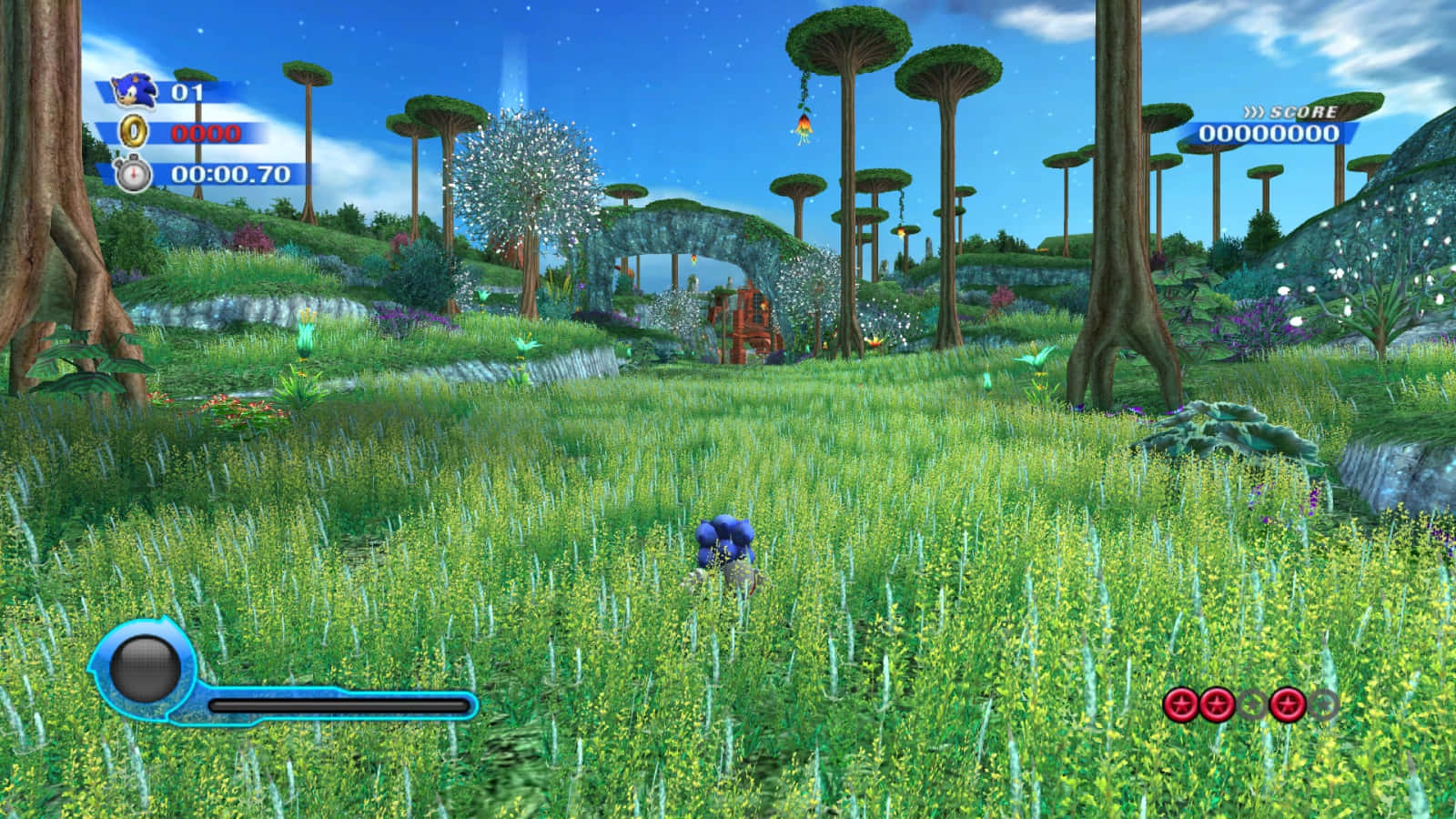 Sonic Planet Wisp, vibrant green field, tall grass, HD Desktop Wallpaper