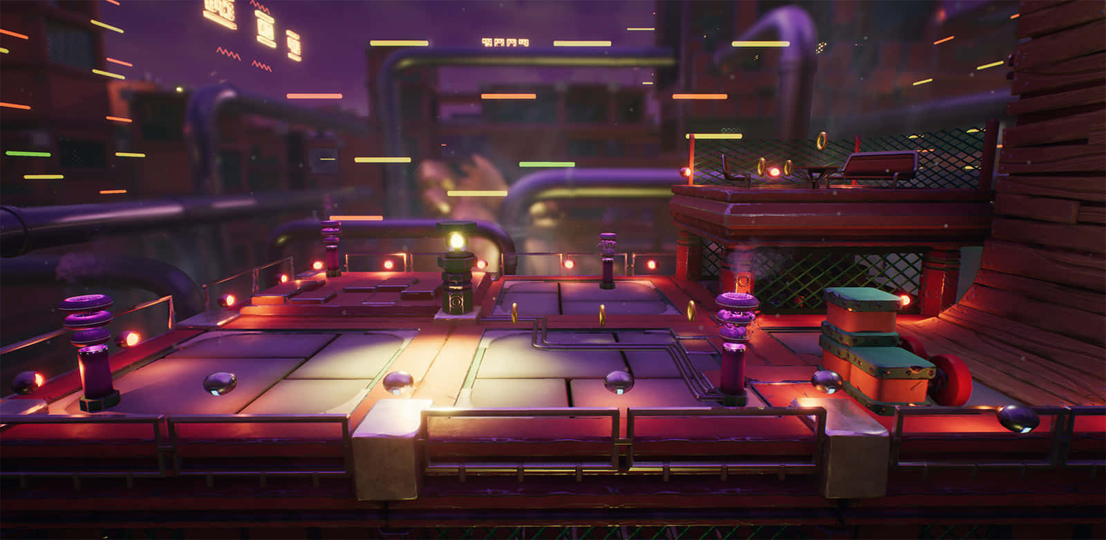 Sonic Spring Yard Zone, neon-lit rooftop platform, cyberpunk cityscape, HD Desktop Wallpaper