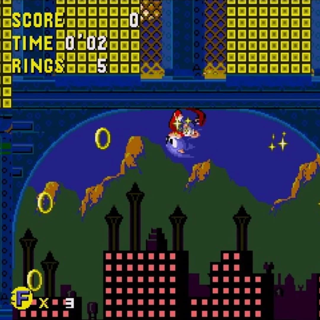 Sonic Spring Yard Zone, blue hedgehog, golden rings, SD Desktop Wallpaper