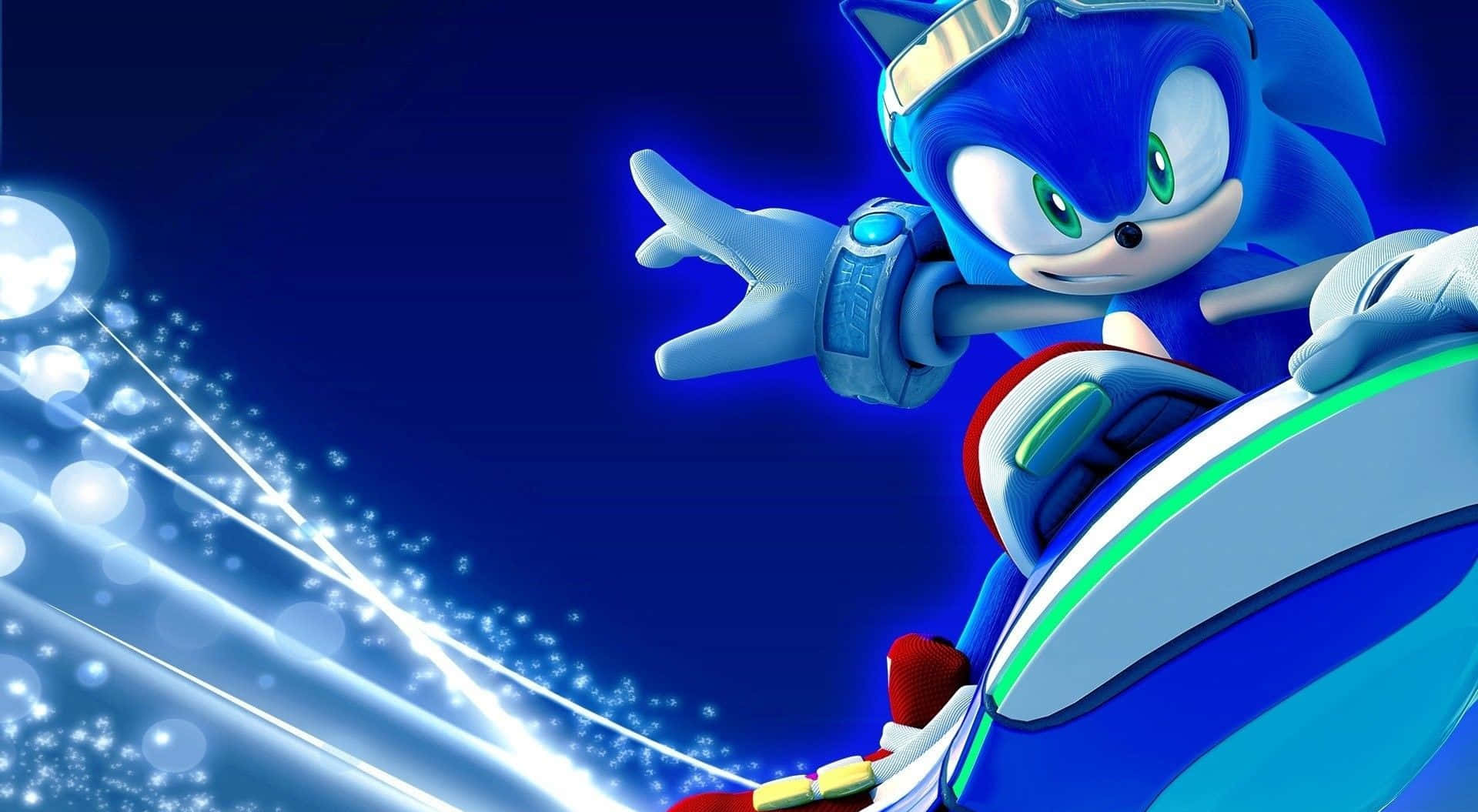 Sonic The Hedgehog, glowing blue tunnel, bright light trails, Full HD Desktop Wallpaper