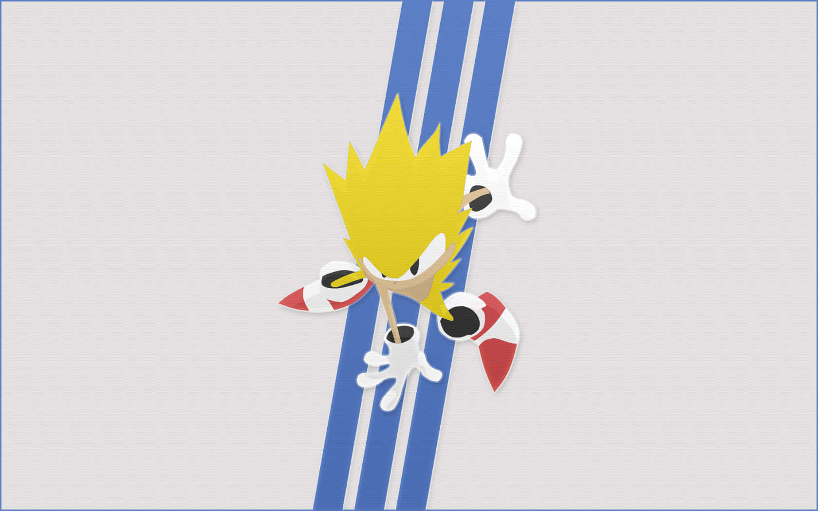 Sonic The Hedgehog, blue and white striped tracks, light gray background, HD Desktop Wallpaper
