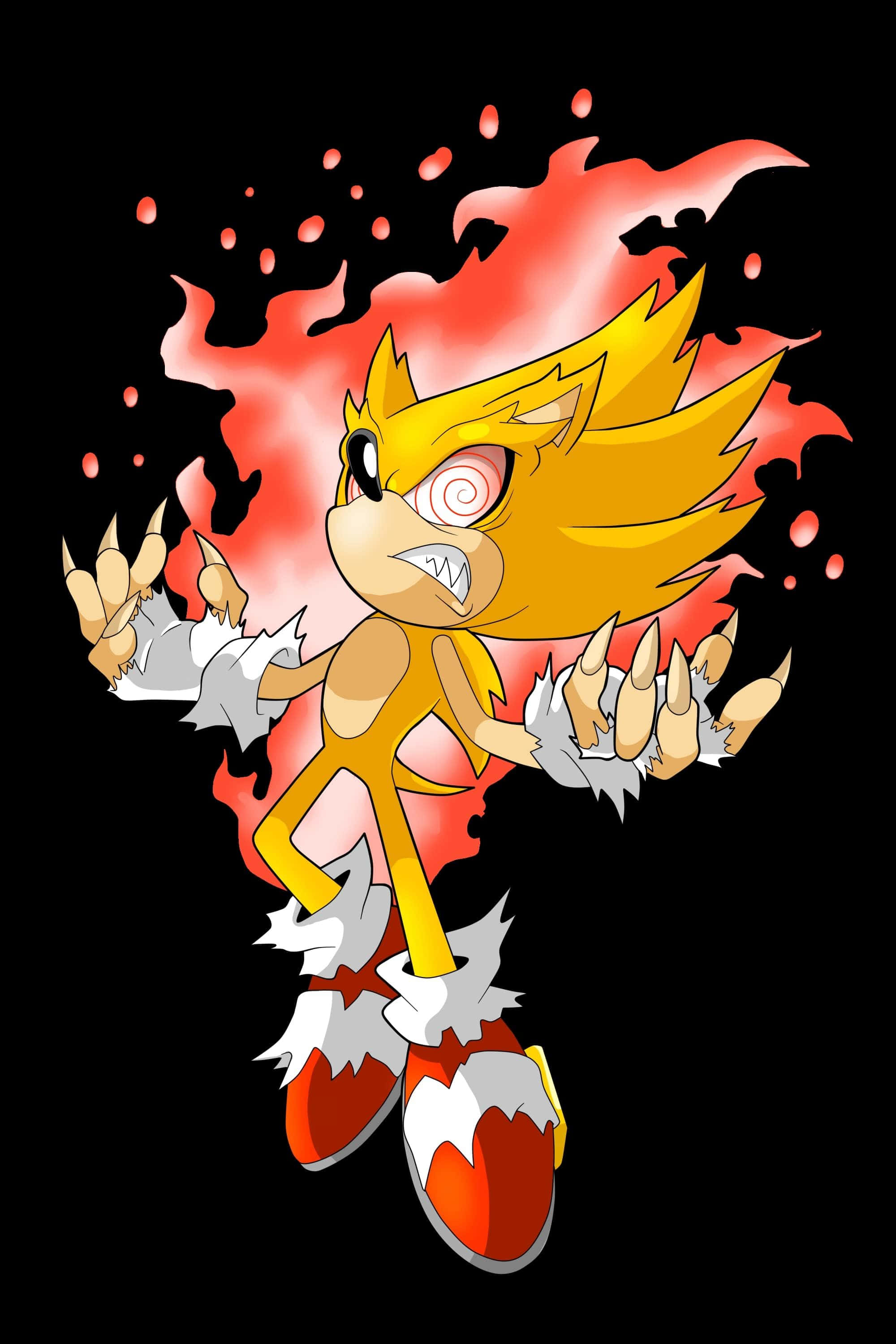 Sonic The Hedgehog, fiery yellow, glowing red eyes, 2K Phone Wallpaper