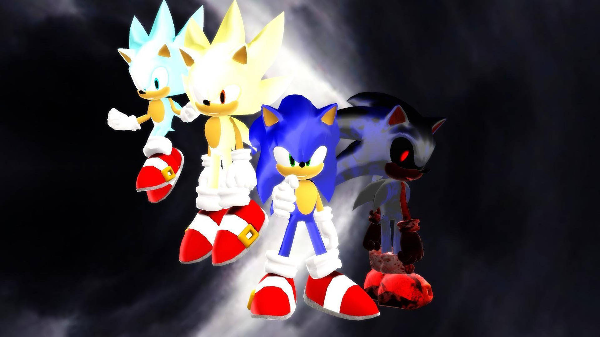 Sonic the Hedgehog, stormy dark sky, glowing energy effects, Full HD Desktop Wallpaper