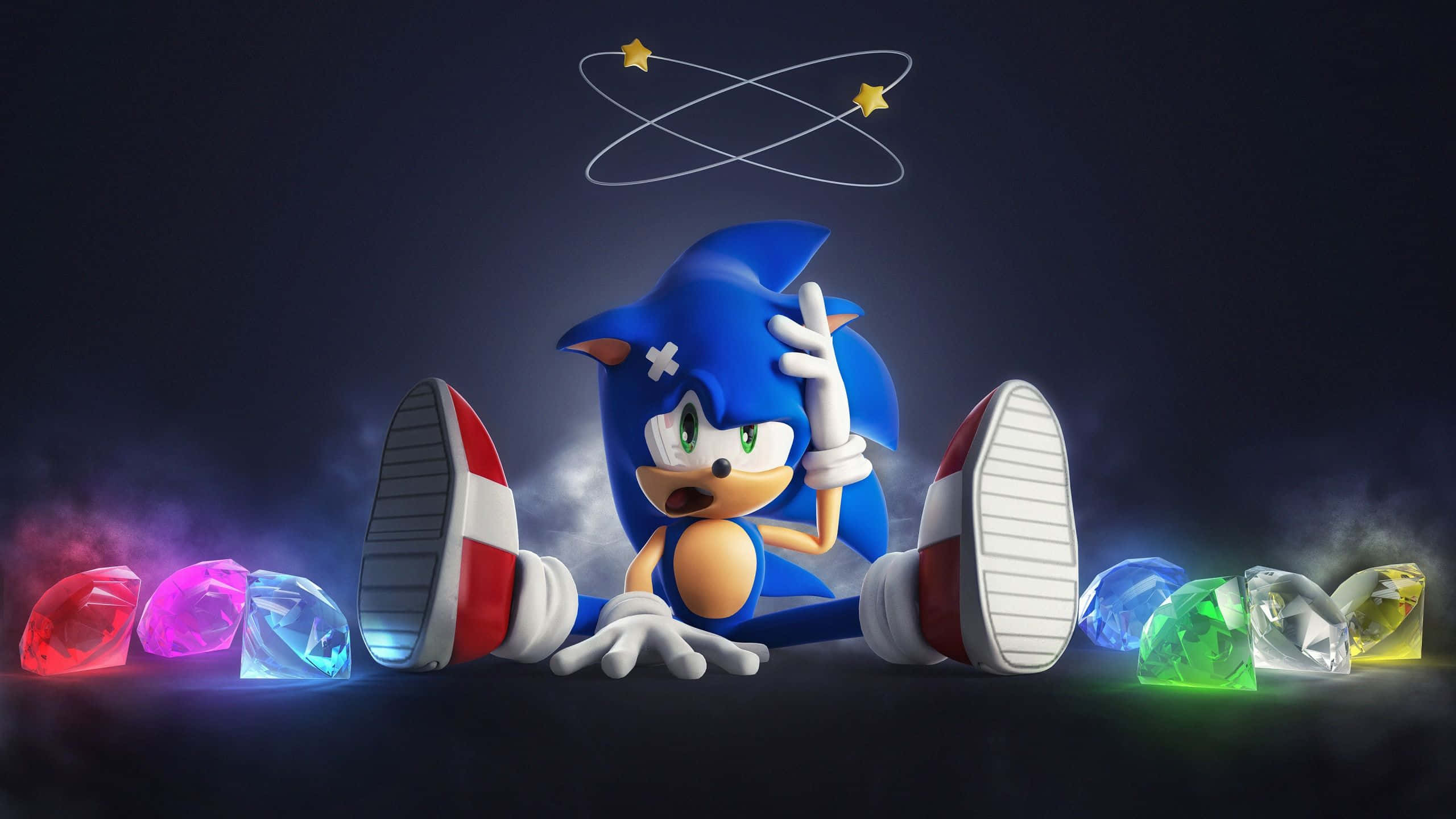 Sonic the Hedgehog, colorful lights, stars, 2K Desktop Wallpaper