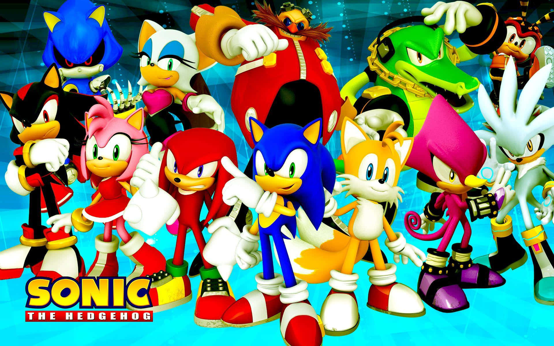 Sonic the Hedgehog, Sonic the Hedgehog characters, glowing blue digital background, Full HD Desktop Wallpaper