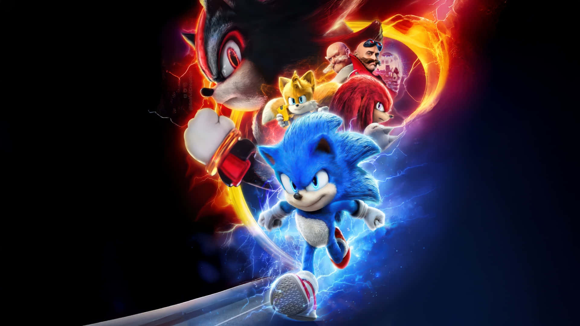 Sonic The Hedgehog 3, Sonic the Hedgehog, blue energy, Full HD Desktop Wallpaper