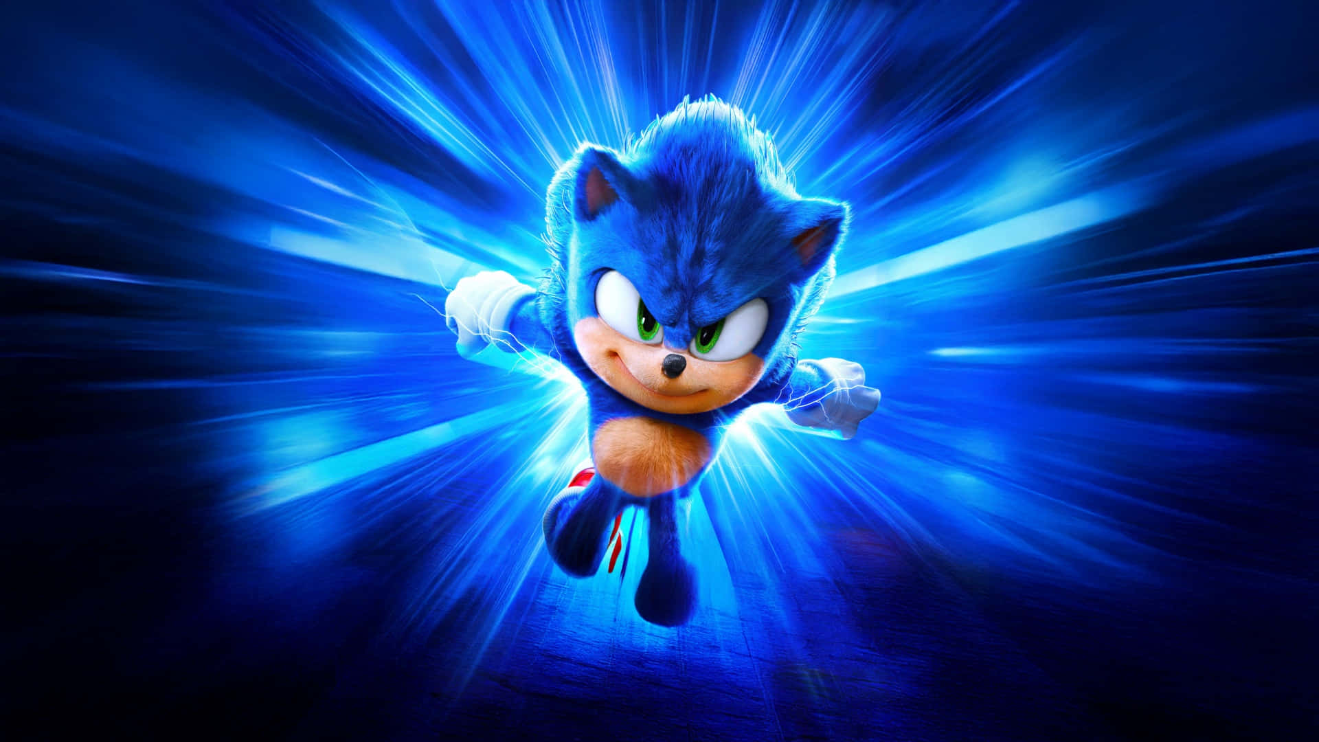 Sonic The Hedgehog 3, Sonic the Hedgehog, glowing blue speed lines, Full HD Desktop Wallpaper