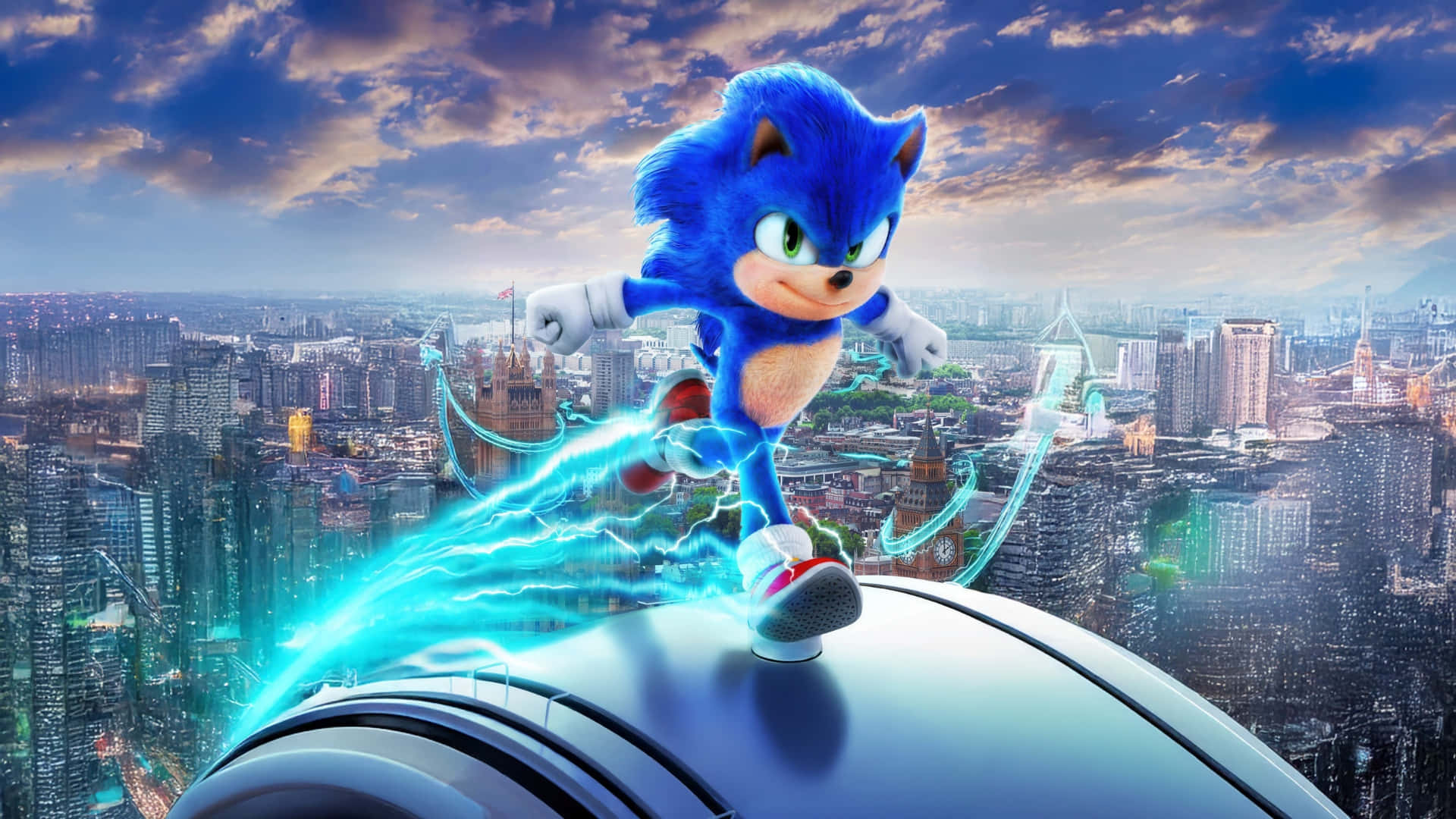 Sonic The Hedgehog 3, Sonic the Hedgehog, futuristic cityscape, Full HD Desktop Wallpaper