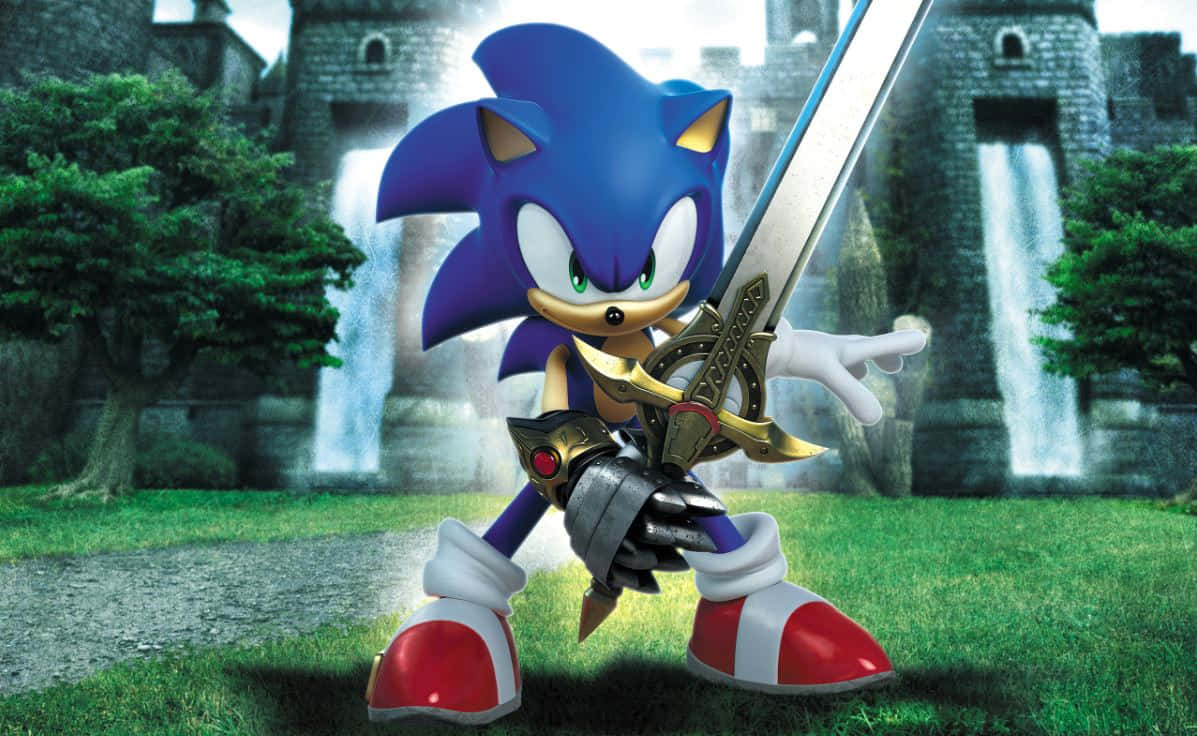 Sonic The Hedgehog, large sword, castle, SD Desktop Wallpaper