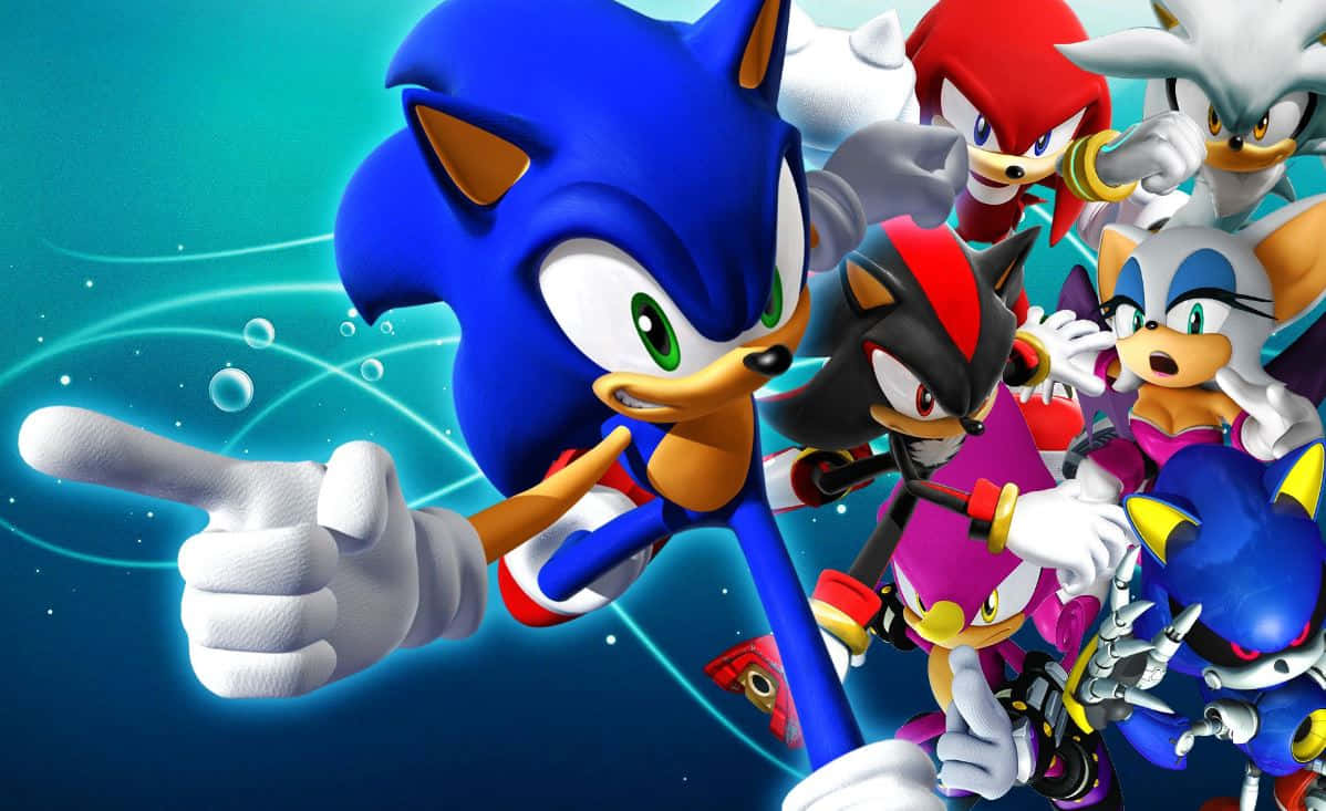 Sonic The Hedgehog, Sonic The Hedgehog Characters, glowing blue background, SD Desktop Wallpaper