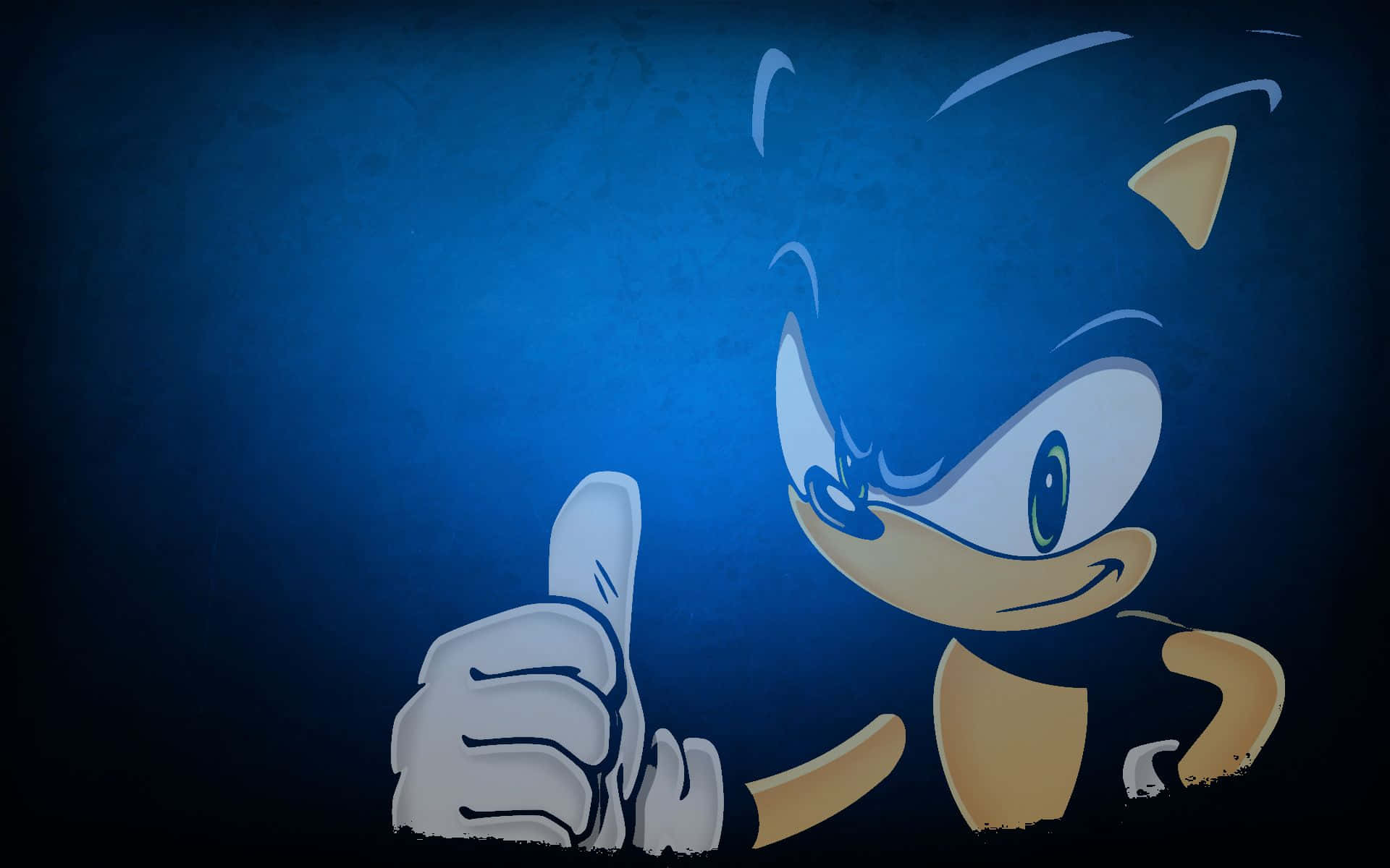 Sonic The Hedgehog, thumbs up, textured dark blue background, Full HD Desktop Wallpaper