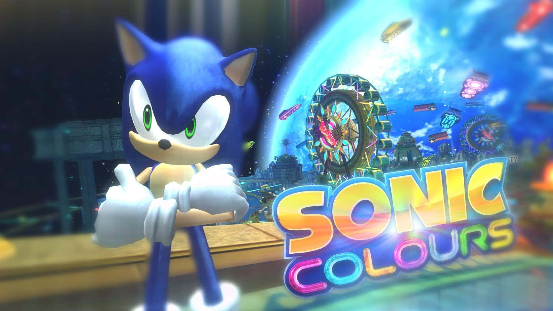 Sonic the Hedgehog, vibrant futuristic cityscape, colorful carnival rides, Full HD Desktop Wallpaper