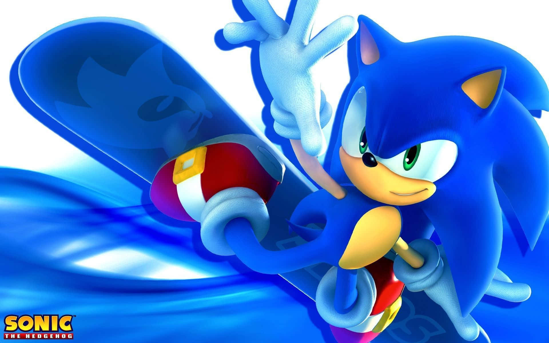 Sonic The Hedgehog, blue skateboard, motion blur, Full HD Desktop Wallpaper