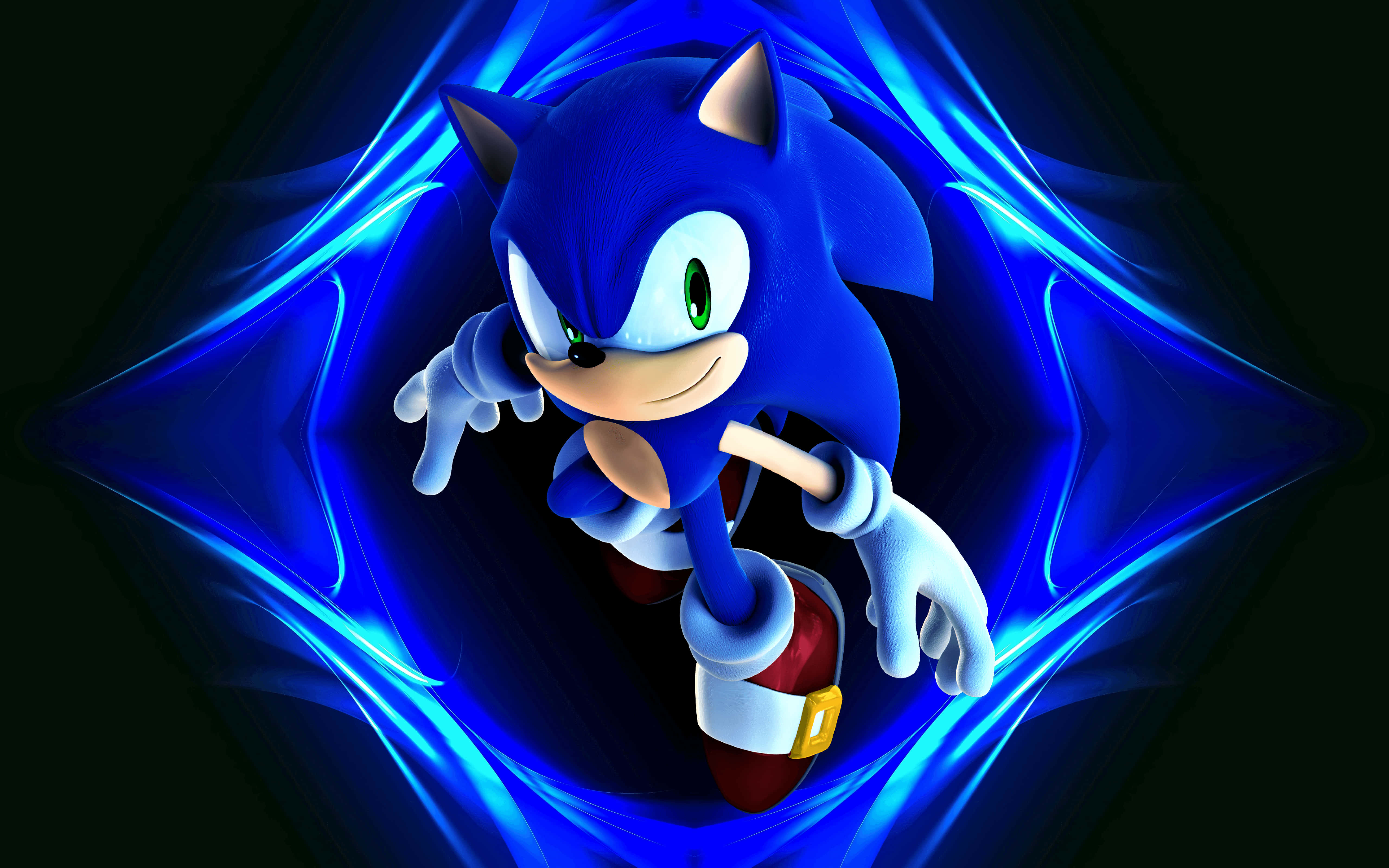 Sonic The Hedgehog, 4K, glowing blue energy tunnel, 5K Desktop Wallpaper
