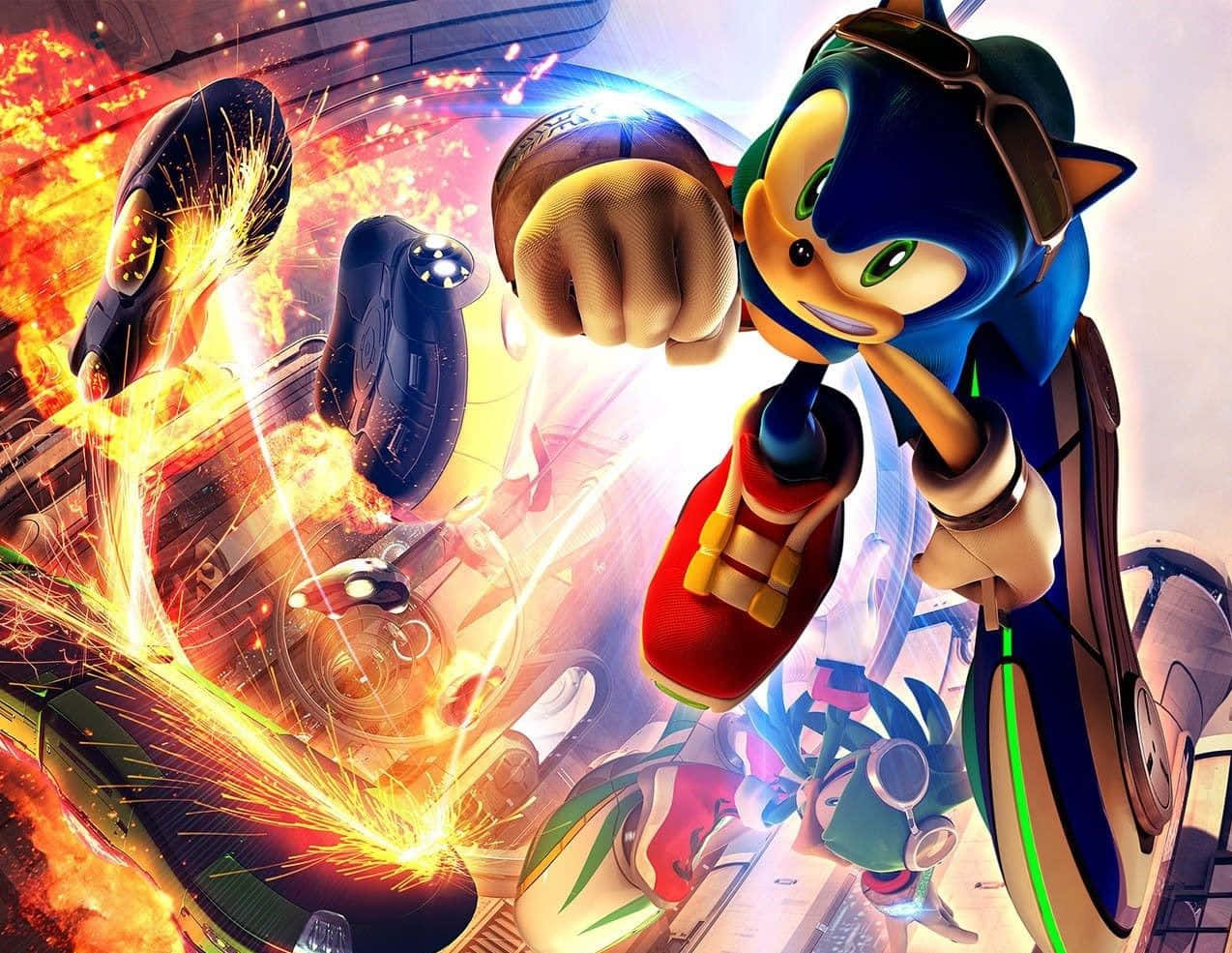 Sonic The Hedgehog, 4K resolution, fiery sparks, SD Desktop Wallpaper