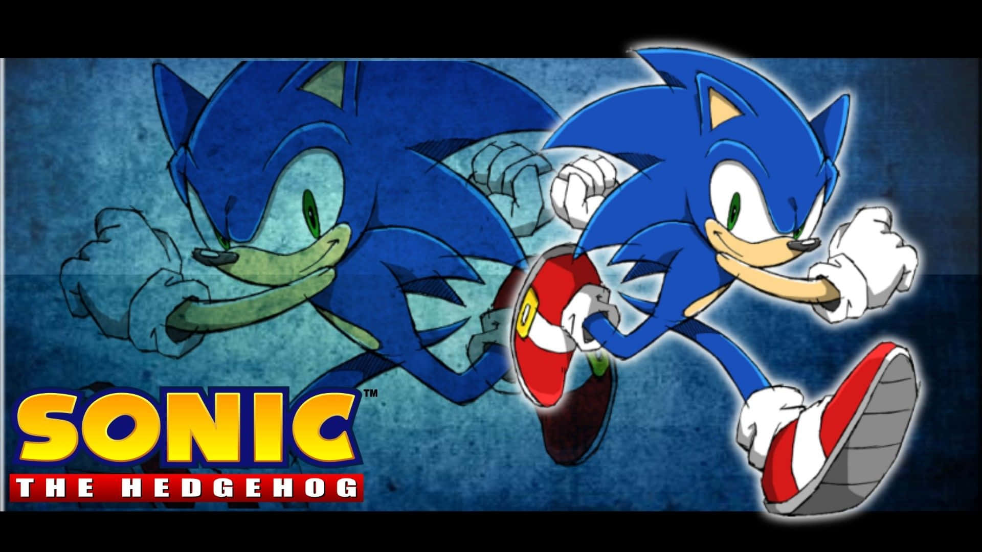 Sonic The Hedgehog, 4K Remaster, blue background, Full HD Desktop Wallpaper