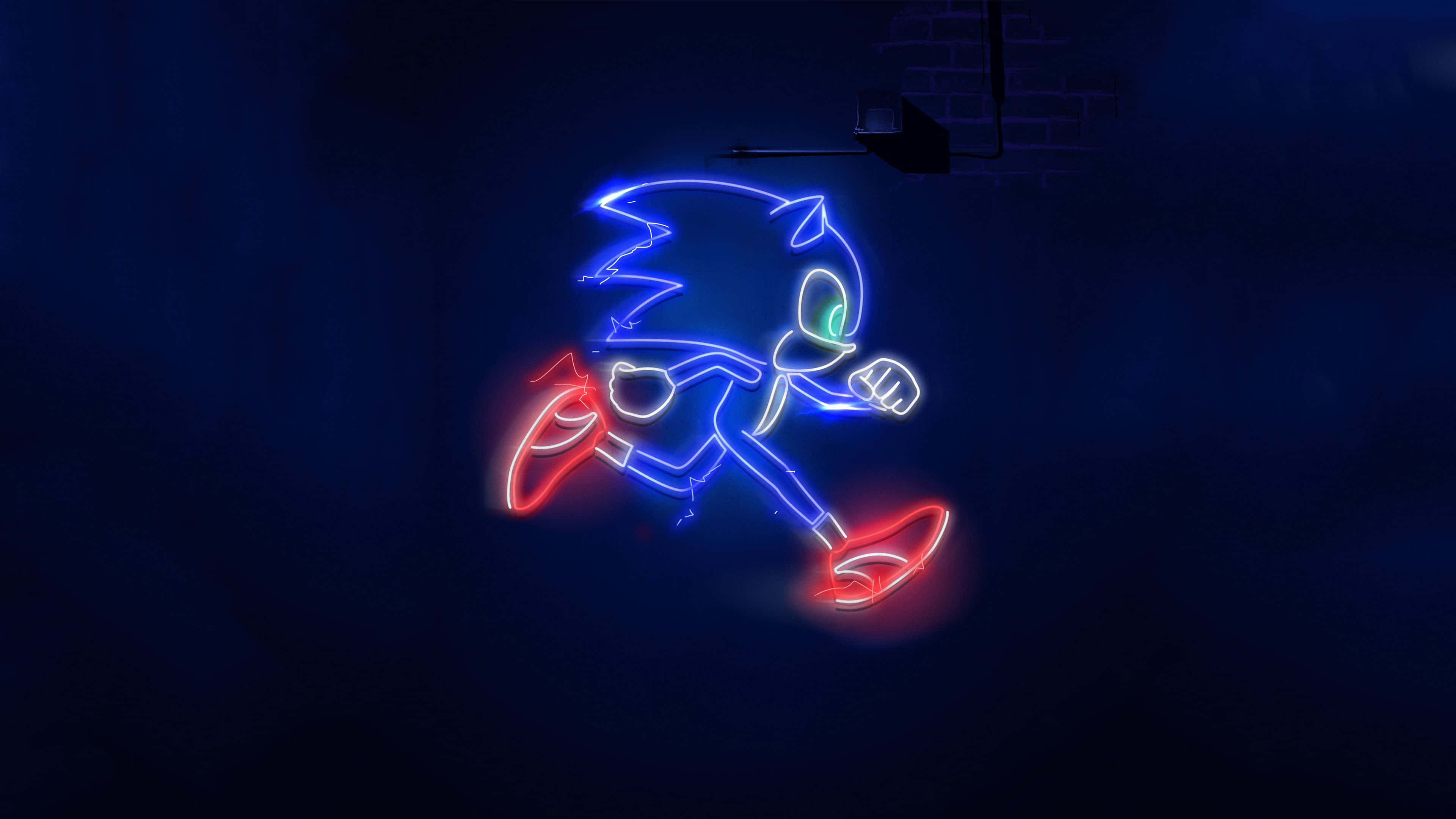 Sonic the Hedgehog, neon art, vibrant blue, 4K Desktop Wallpaper