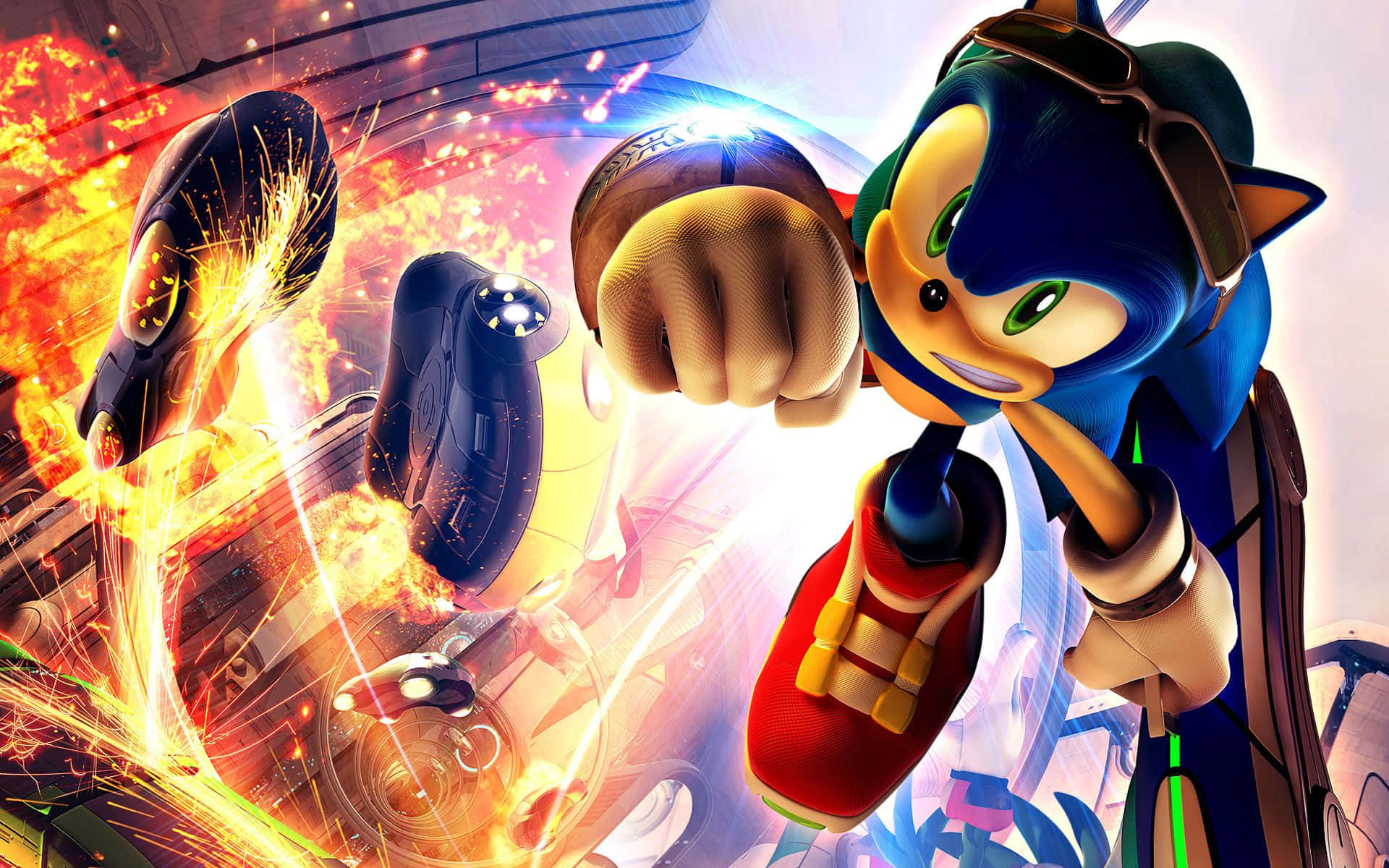 Sonic The Hedgehog, 4K, fiery explosions, Full HD Desktop Wallpaper