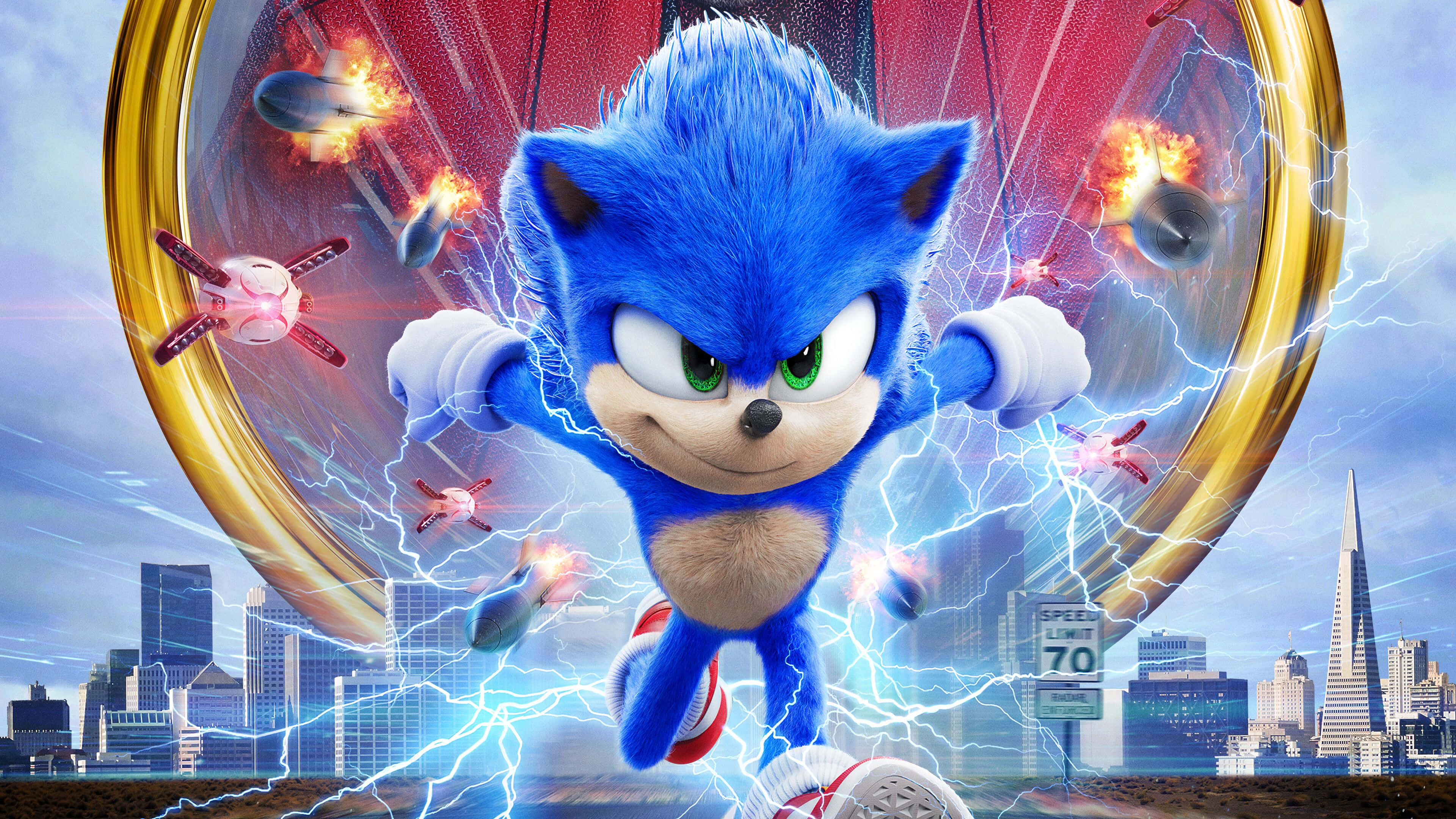 Sonic The Hedgehog, 4K, cityscape, 4K Desktop Wallpaper