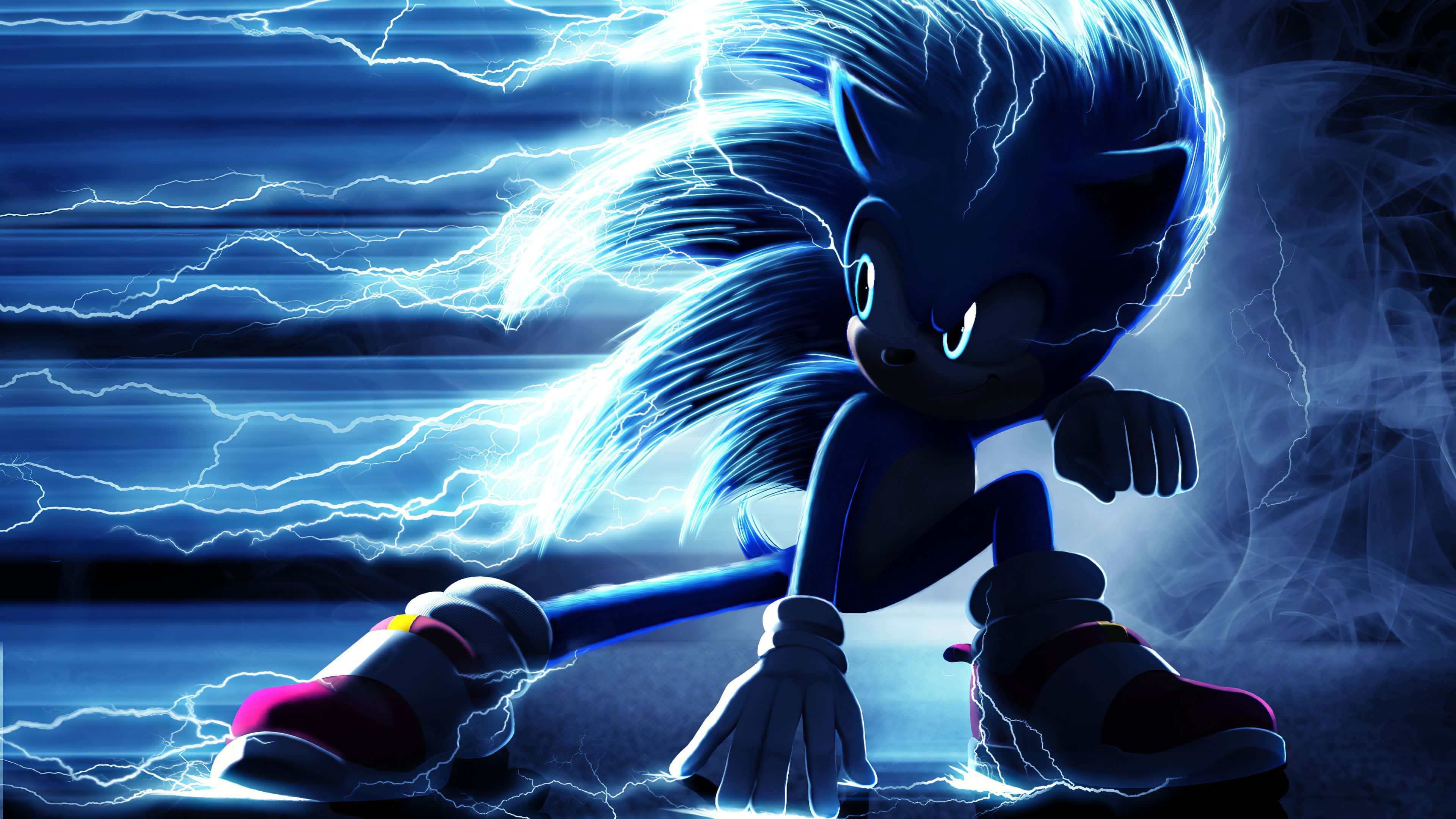 Sonic The Hedgehog, 4K resolution, electric blue lightning, 4K Desktop Wallpaper