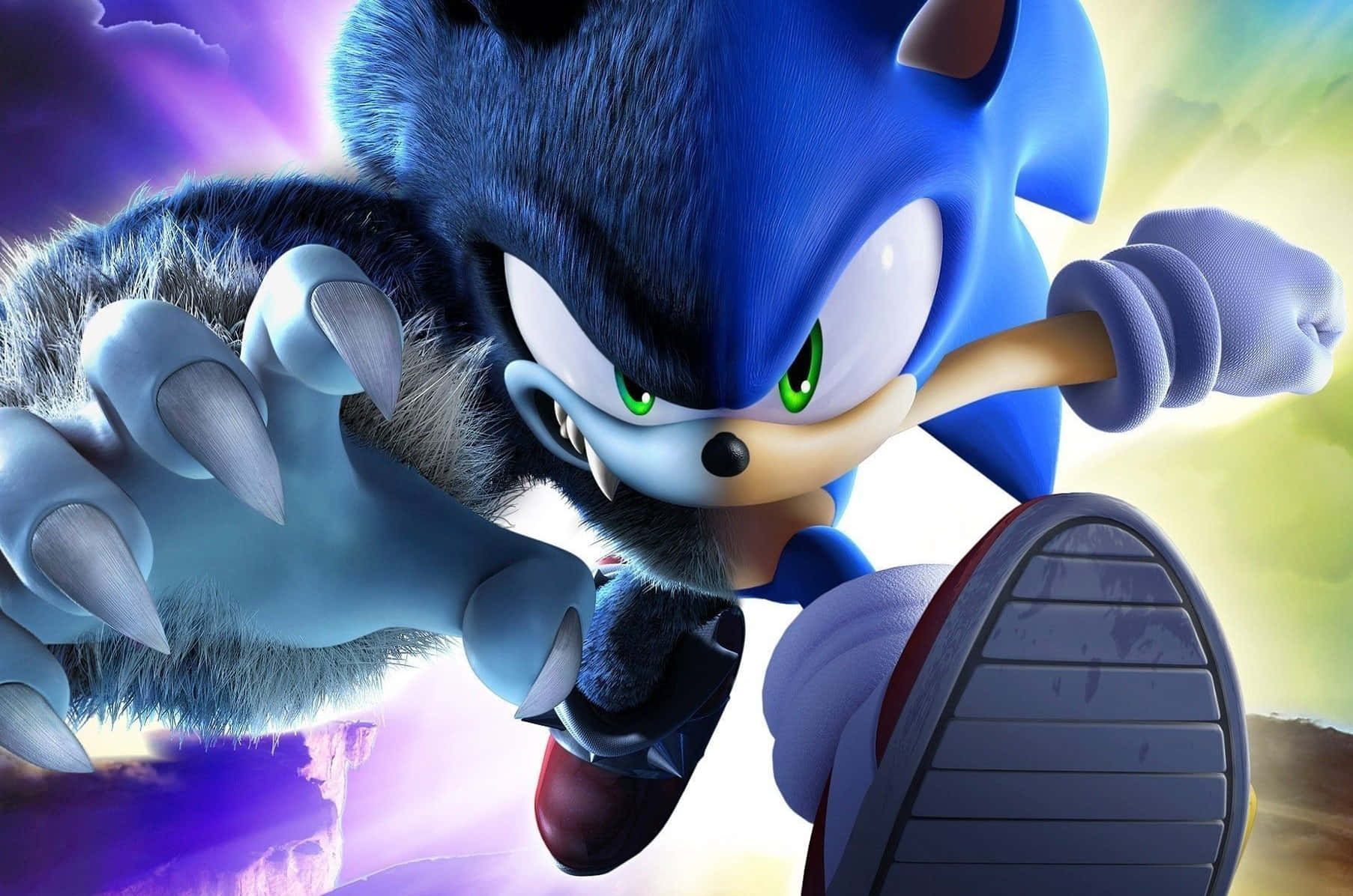Sonic the Hedgehog, 4K Remastered Version, glowing green eyes, HD Desktop Wallpaper