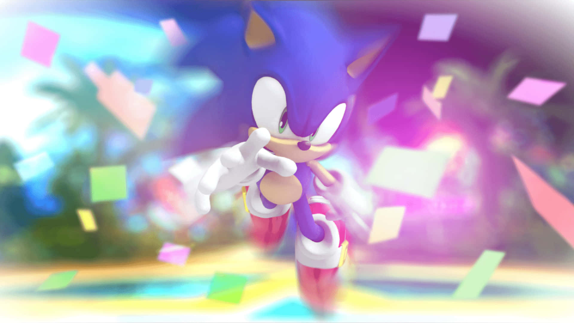 Sonic the Hedgehog, 4K, colorful confetti, Full HD Desktop Wallpaper