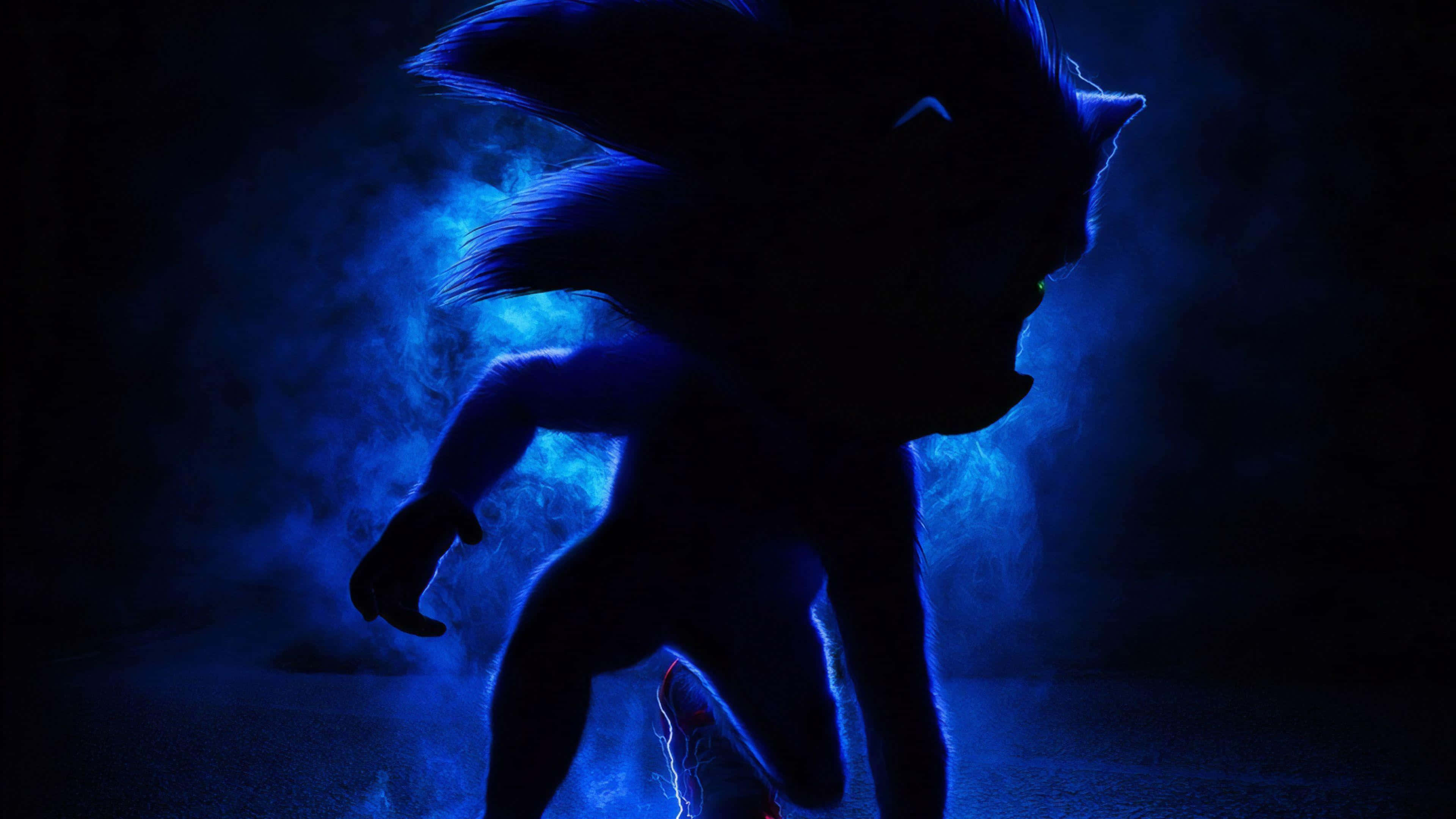 Sonic The Hedgehog, electric blue energy, dark smoky background, 4K Desktop Wallpaper