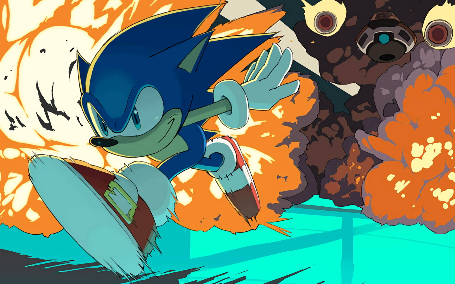 Sonic The Hedgehog, anime, fiery explosions, Full HD Desktop Wallpaper