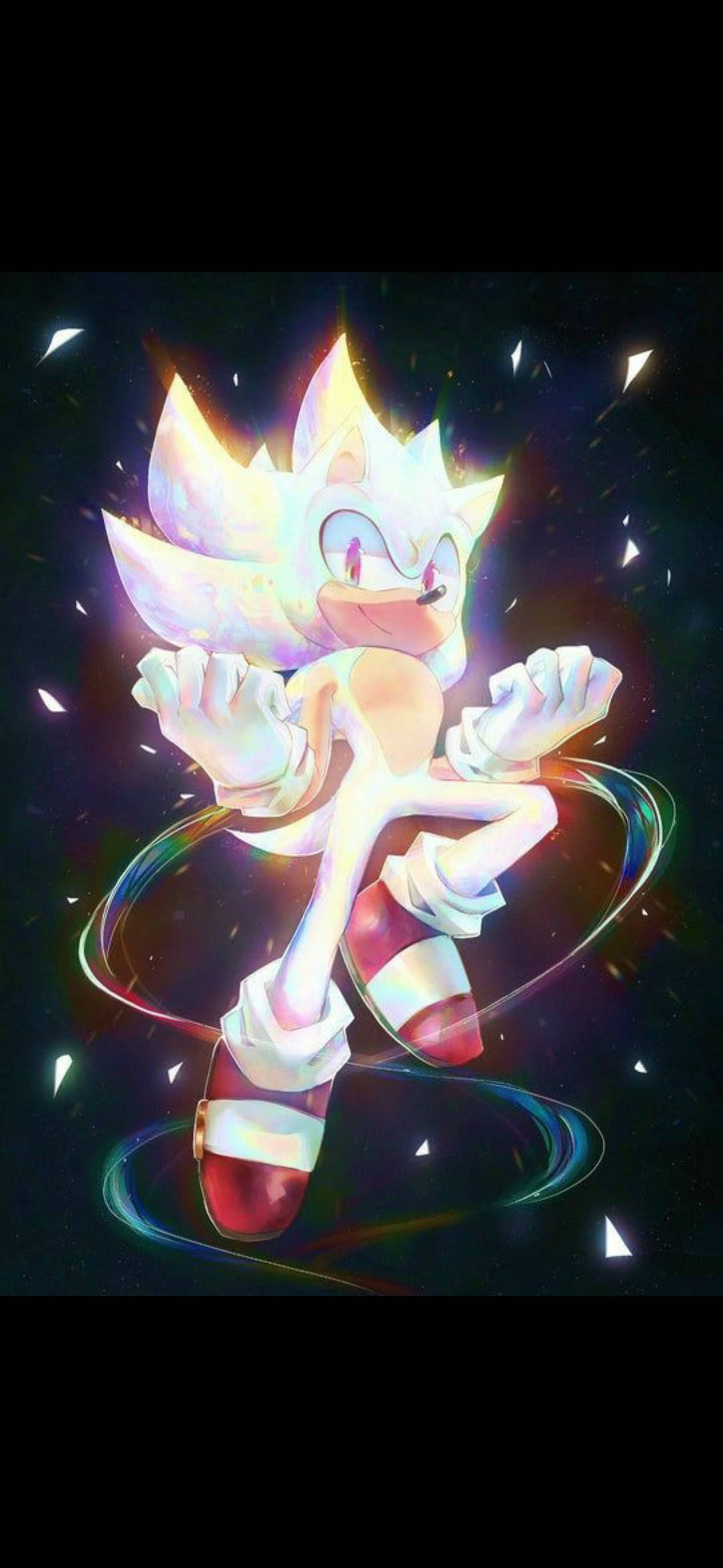 Sonic The Hedgehog, glowing white form, starry cosmic void, Full HD Phone Wallpaper