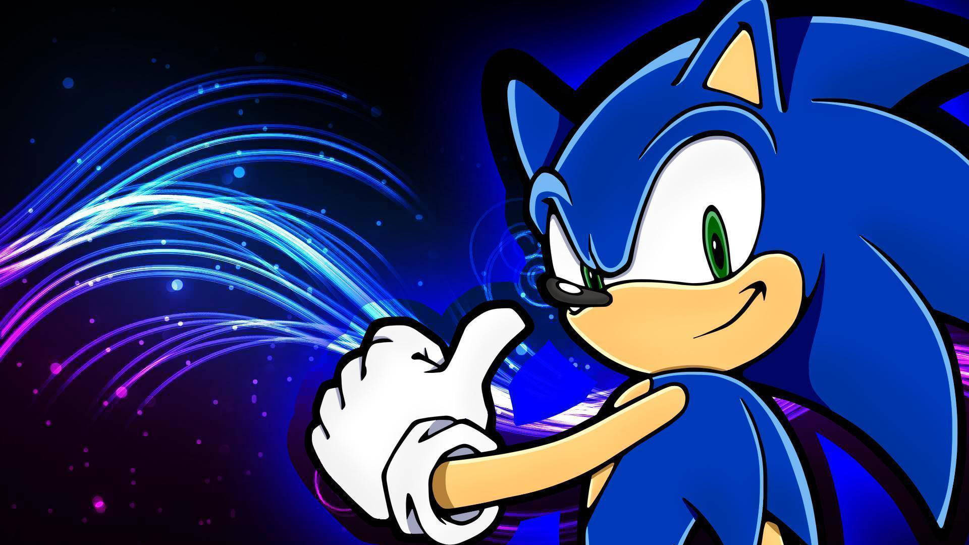 Sonic The Hedgehog, cosmic swirl, blue and purple energy trails, Full HD Desktop Wallpaper
