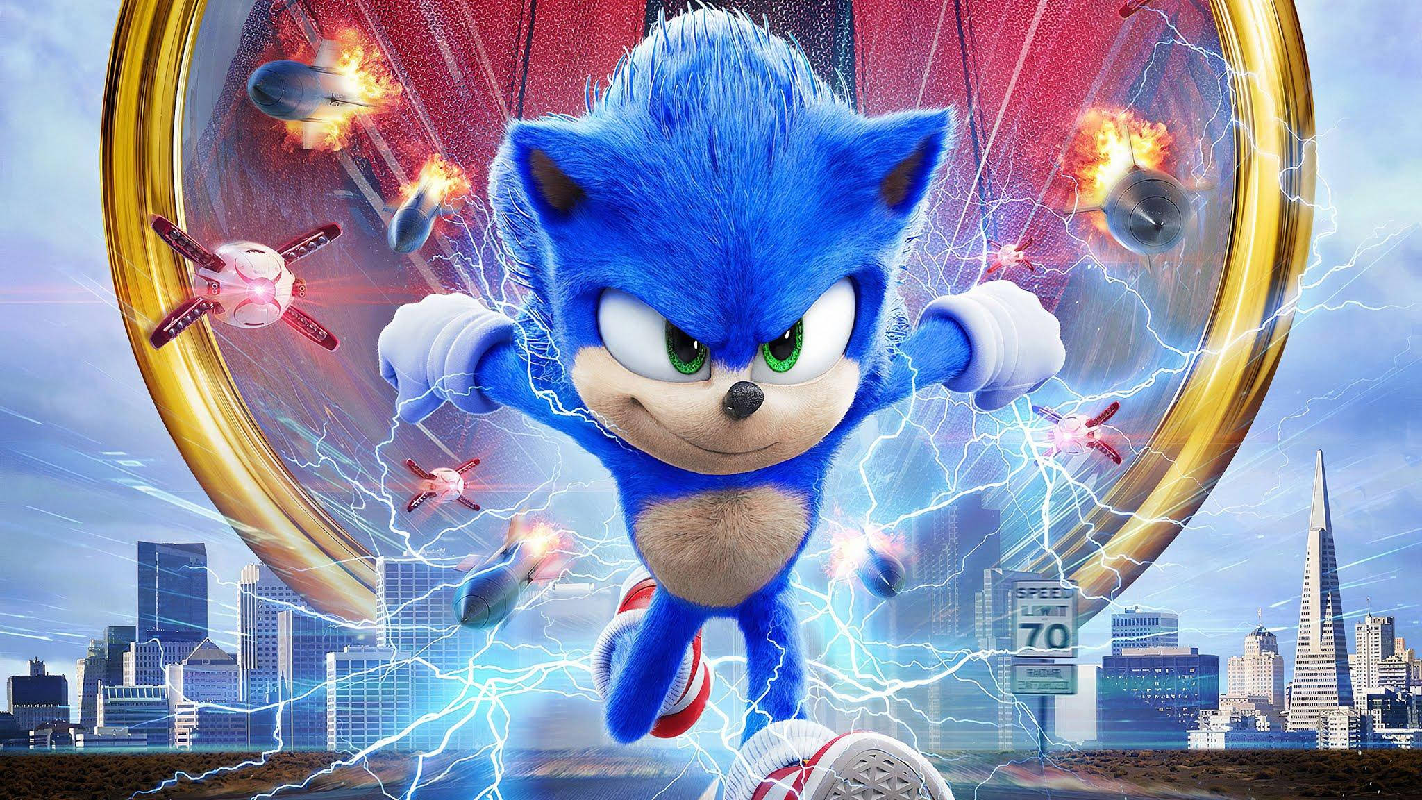 Sonic The Hedgehog, lightning, cityscape, Full HD Desktop Wallpaper