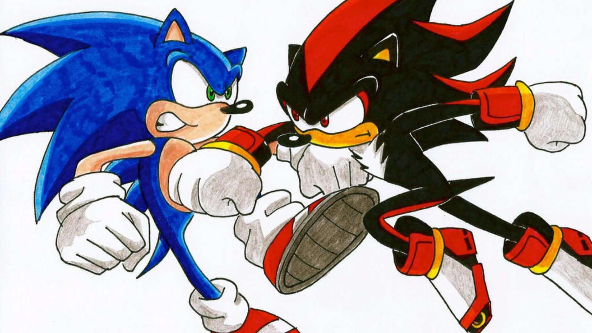 Sonic, Shadow, hand-to-hand fight, Full HD Desktop Wallpaper