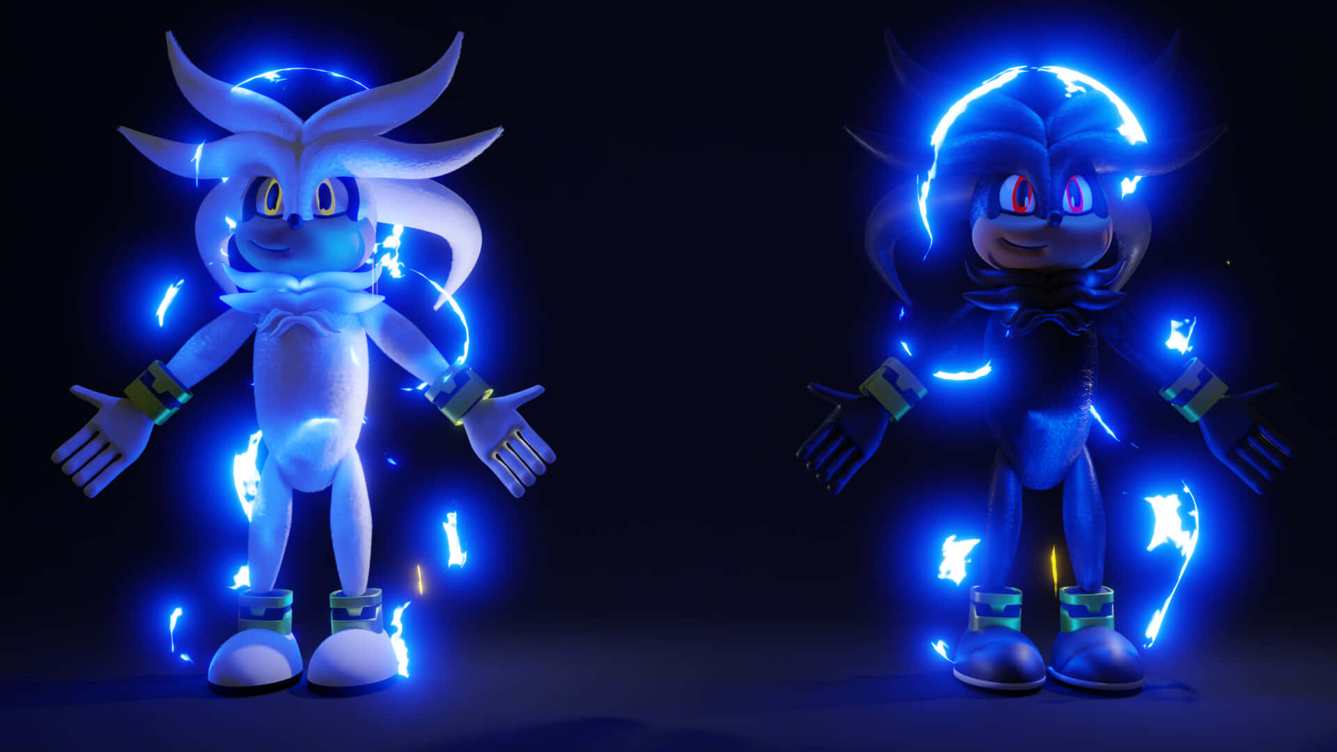 Sonic, Silver, electric blue energy, Full HD Desktop Wallpaper