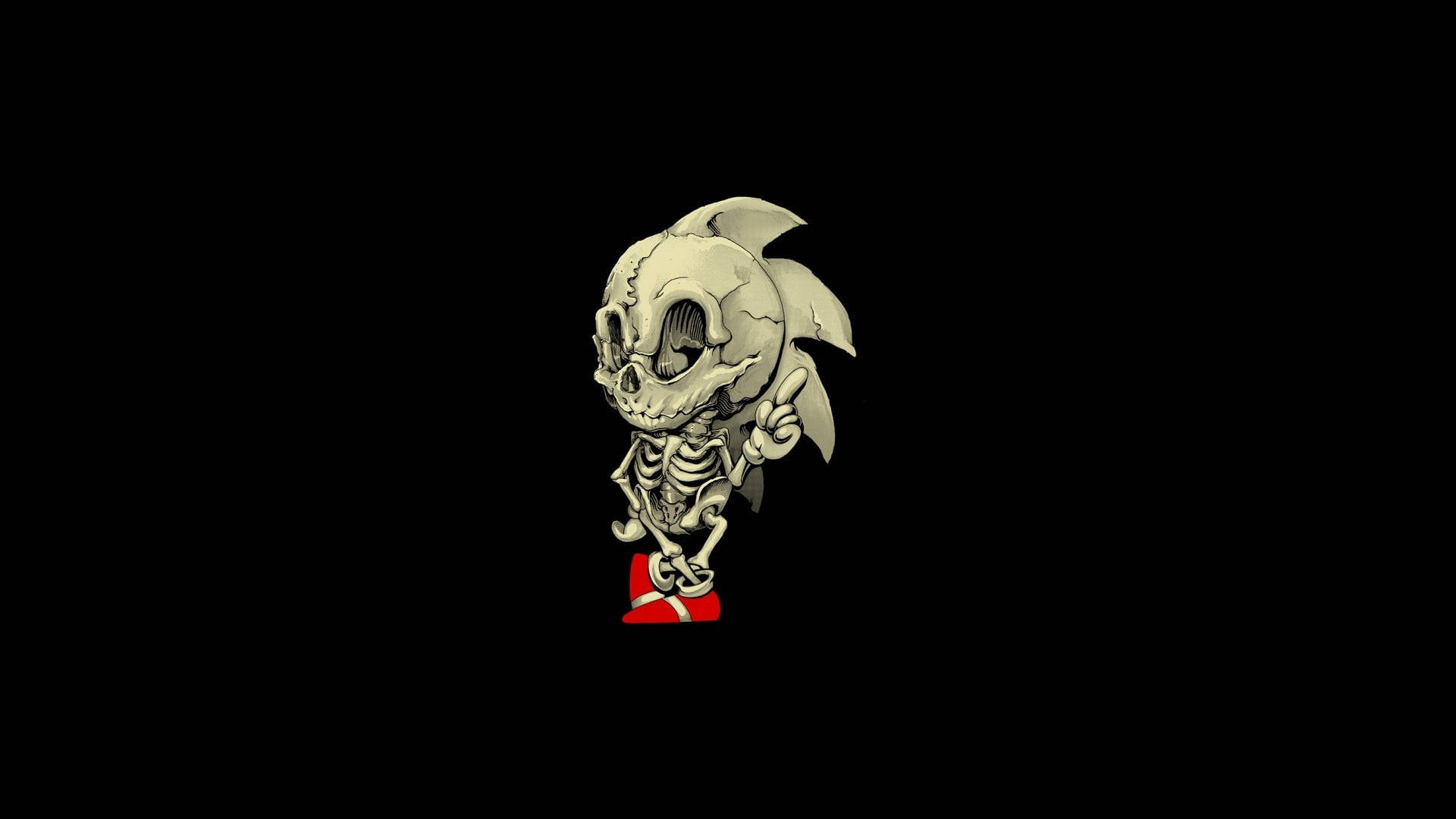 Sonic, chibi skeleton, spiky hair, Full HD Desktop Wallpaper