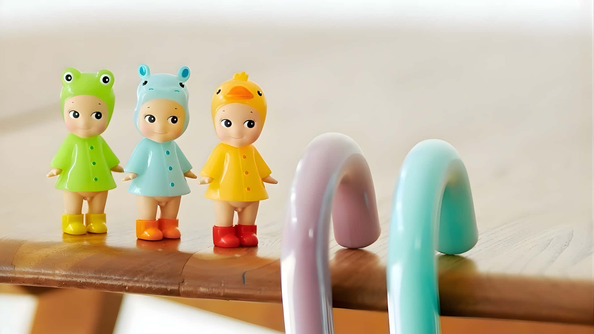 Sonny Angel, mini figures, frog hippo raincoat, Full HD Desktop Wallpaper