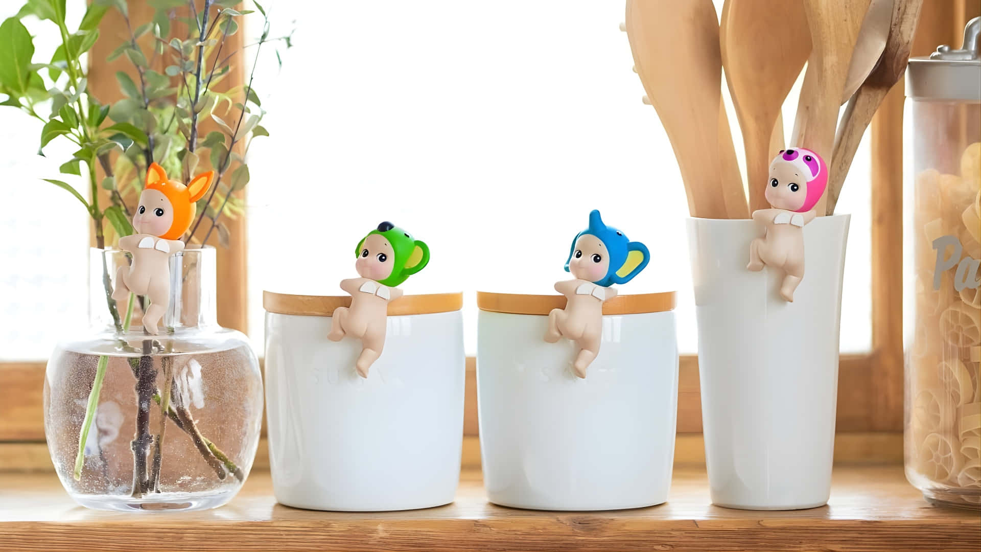 Sonny Angel, mini figures, animal hats, Full HD Desktop Wallpaper