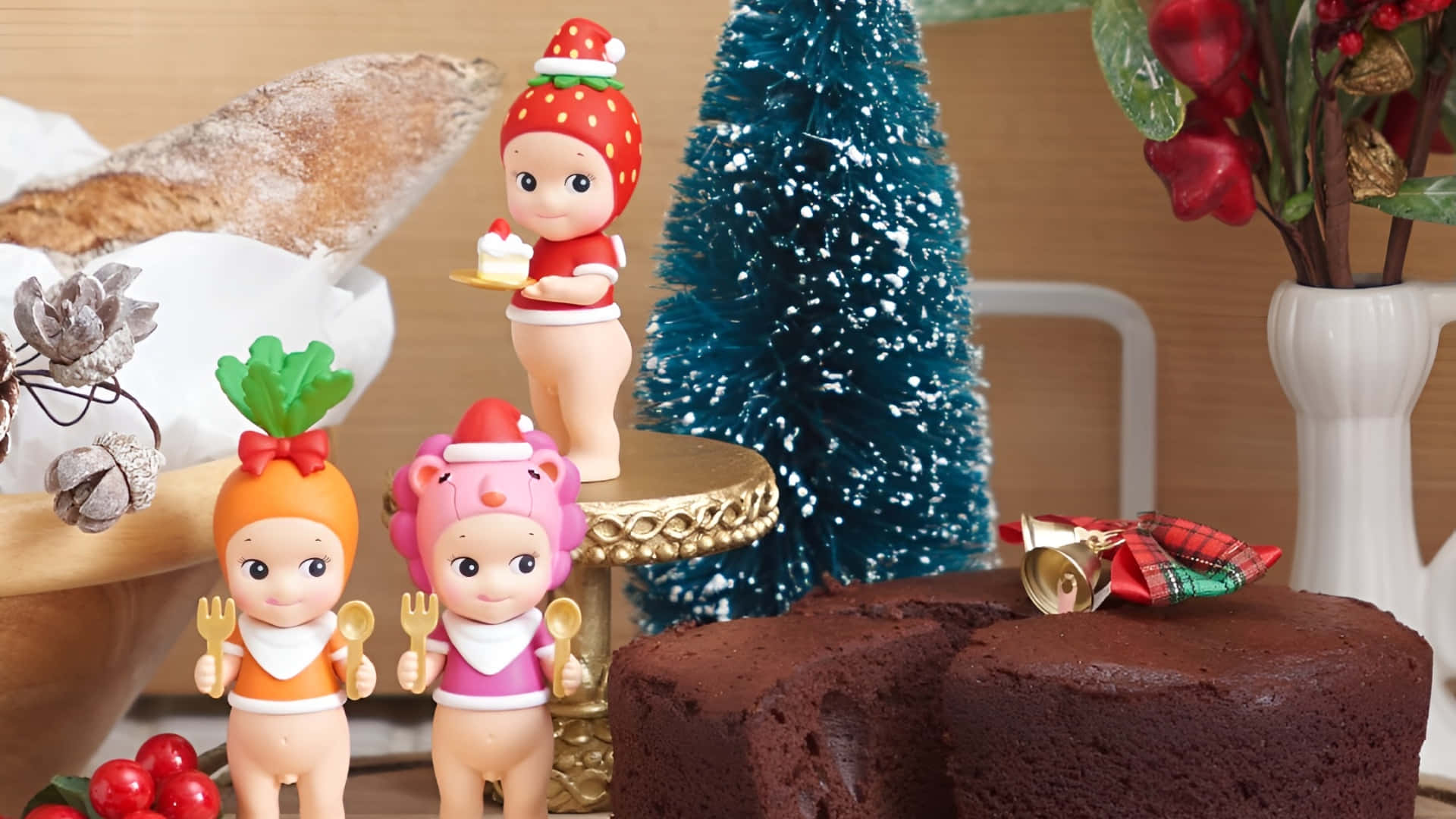 Sonny Angel, holiday collectibles, festive hats, Full HD Desktop Wallpaper